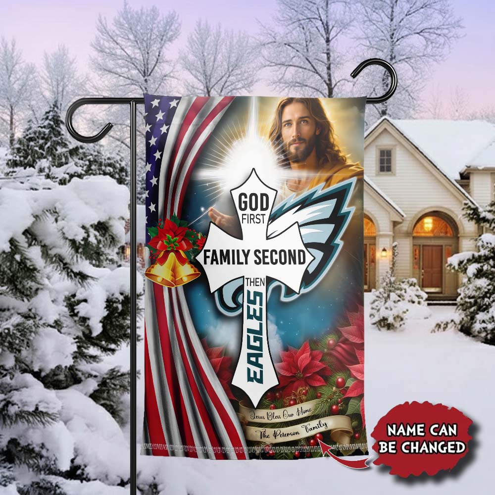 Gleammerch Philadelphia Eagles Jesus Christ Garden Flag Gift For Fan