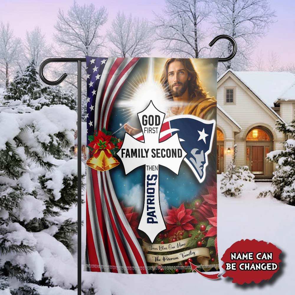 Gleammerch New England Patriots Jesus Christ Garden Flag Gift For Fan