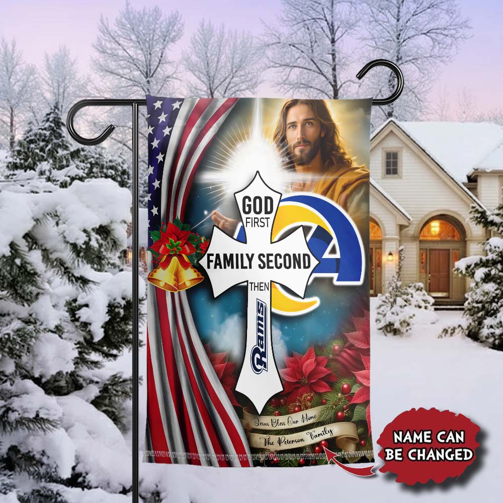 Gleammerch Los Angeles Rams Jesus Christ Garden Flag Gift For Fan