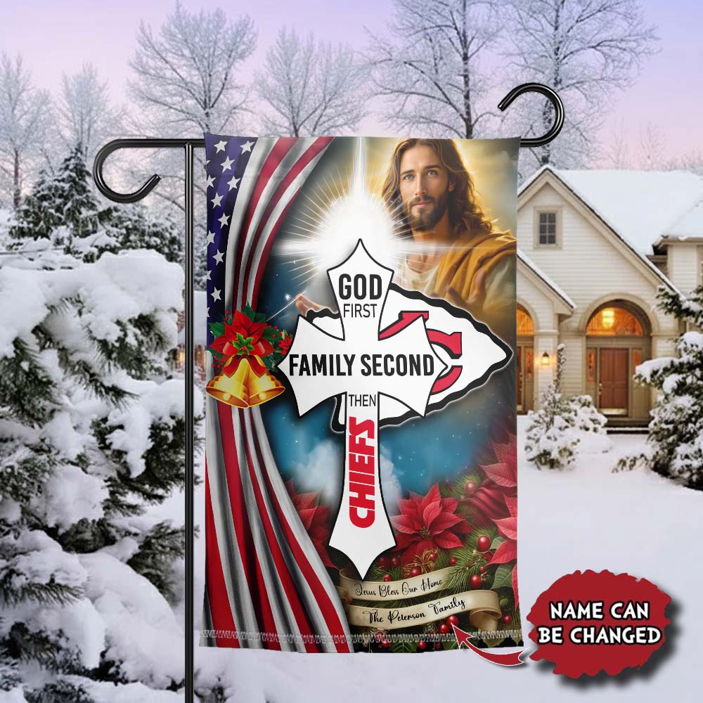 Gleammerch Kansas City Chiefs Jesus Christ Garden Flag Gift For Fan