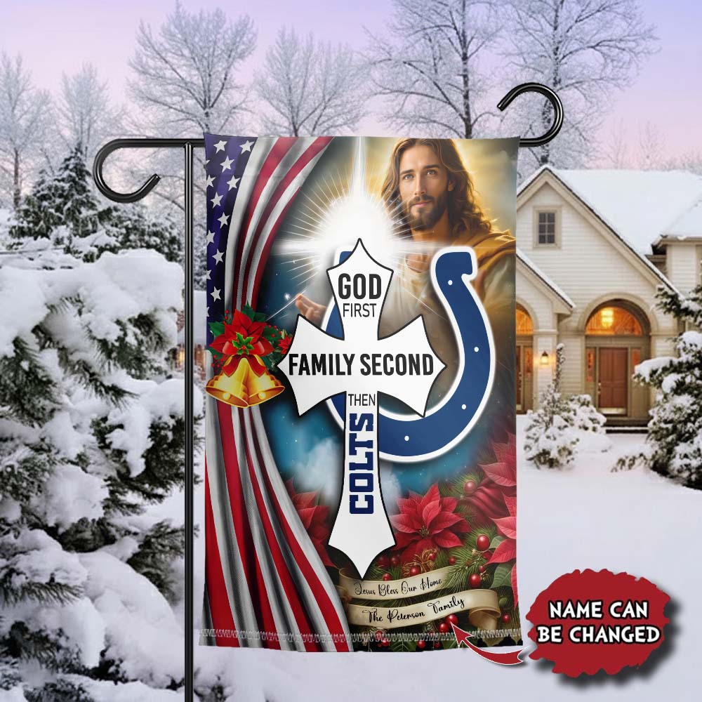 Gleammerch Indianapolis Colts Jesus Christ Garden Flag Gift For Fan