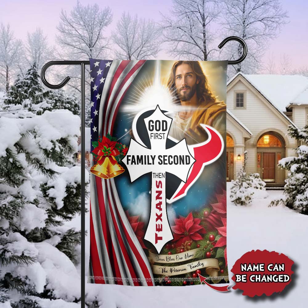 Gleammerch Houston Texans Jesus Christ Garden Flag Gift For Fan