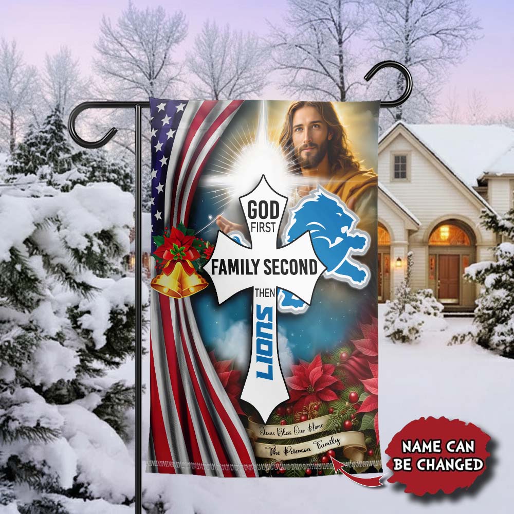 Gleammerch Detroit Lions Jesus Christ Garden Flag Gift For Fan