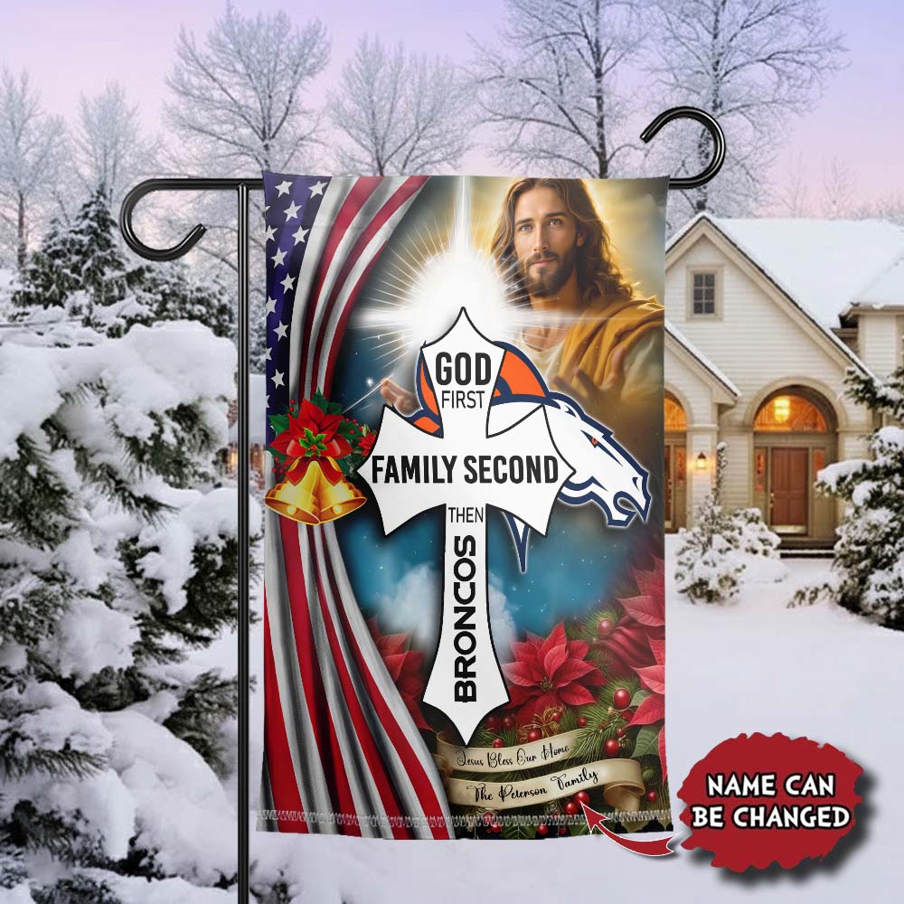 Gleammerch Denver Broncos Jesus Christ Garden Flag Gift For Fan