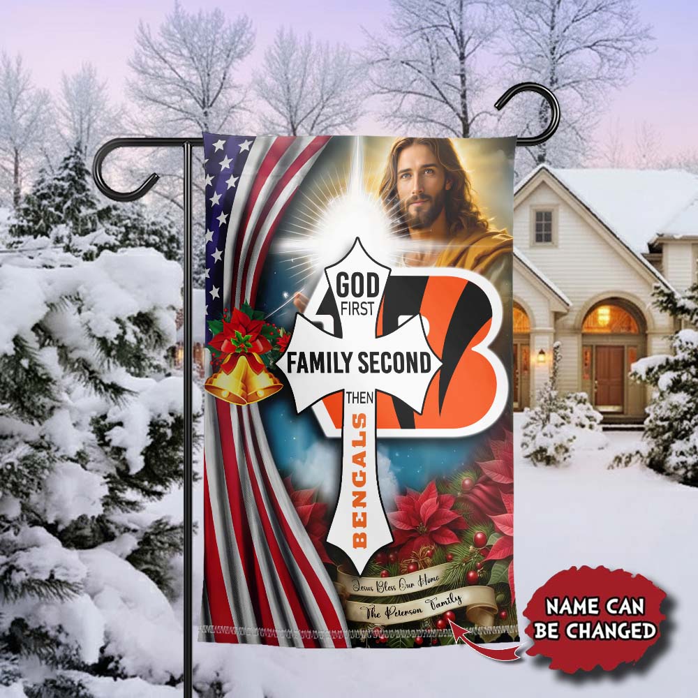 Gleammerch Cincinnati Bengals Jesus Christ Garden Flag Gift For Fan