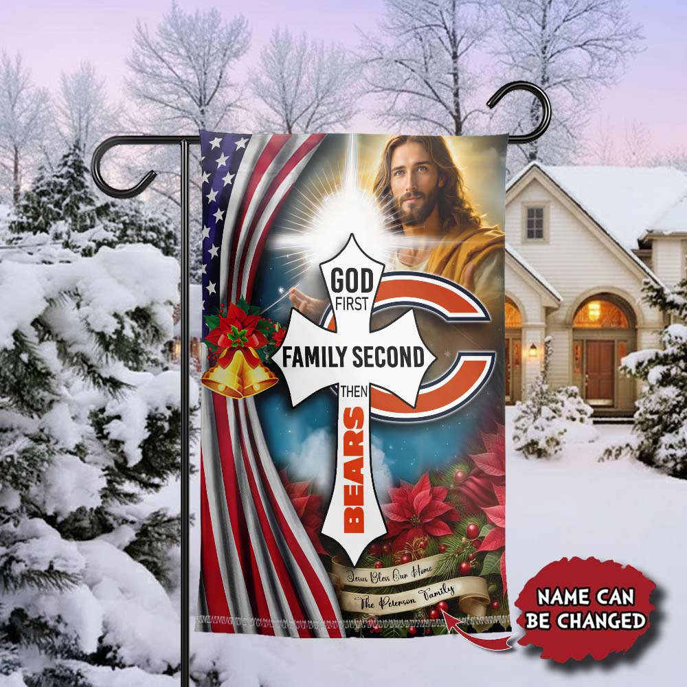 Gleammerch Chicago Bears Jesus Christ Garden Flag Gift For Fan