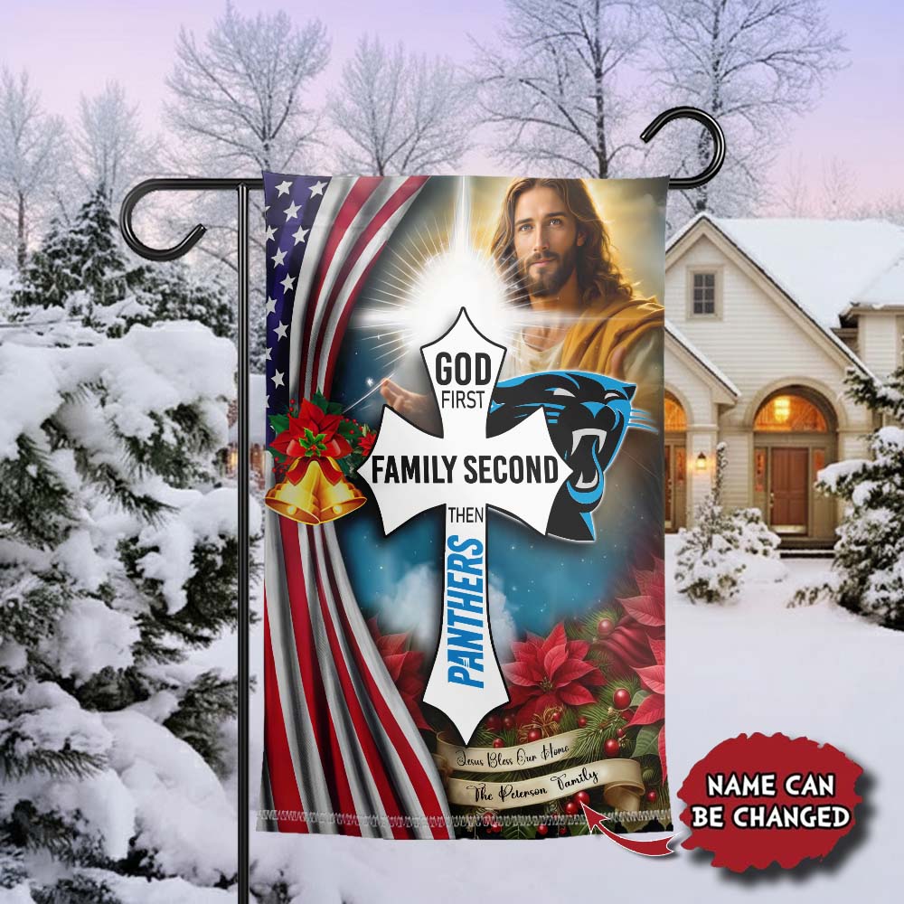 Gleammerch Carolina Panthers Jesus Christ Garden Flag Gift For Fan