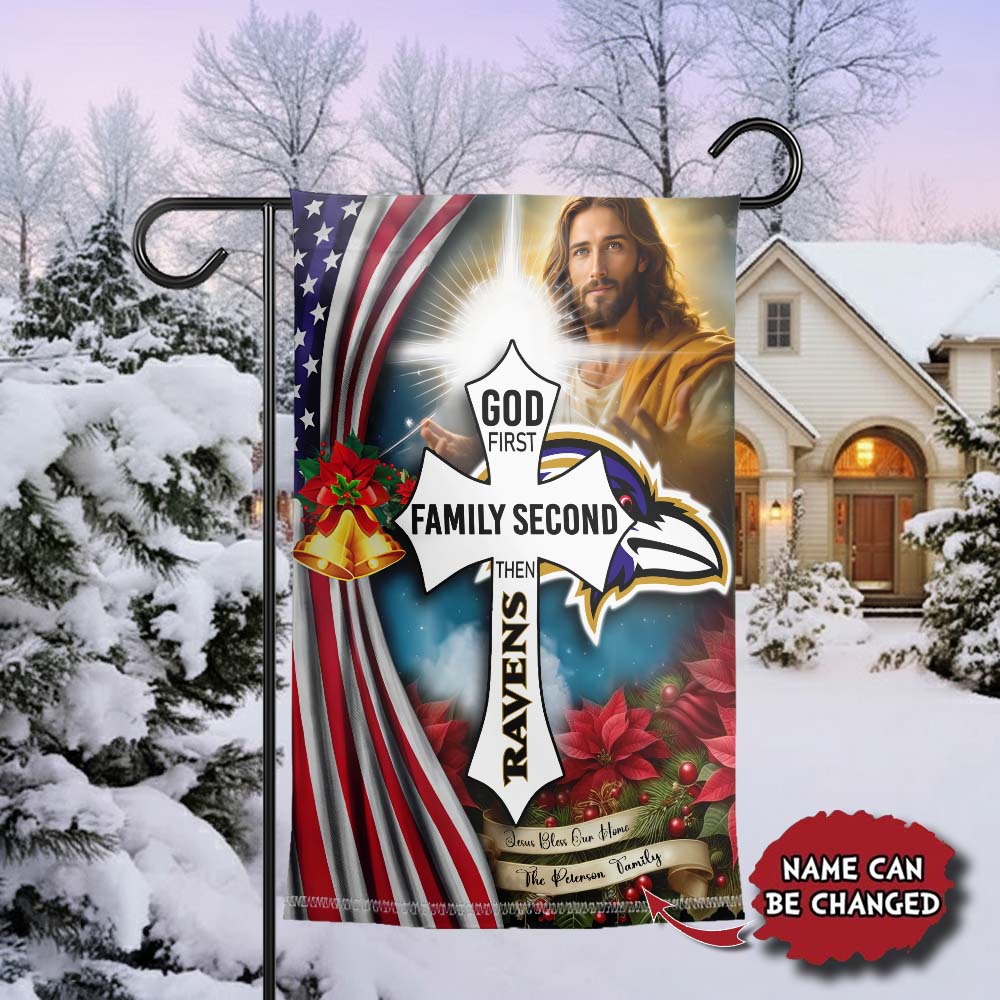 Gleammerch Baltimore Ravens Jesus Christ Garden Flag Gift For Fan