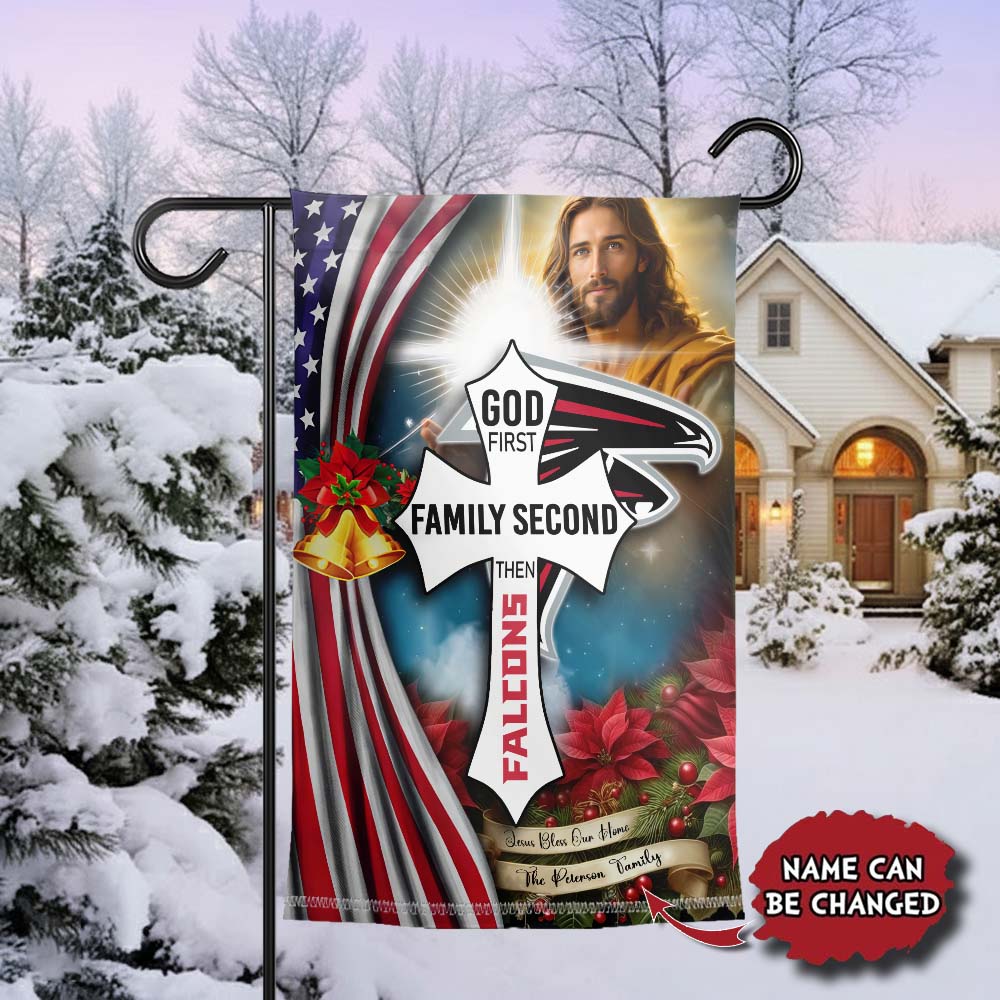 Gleammerch Atlanta Falcons Jesus Christ Garden Flag Gift For Fan