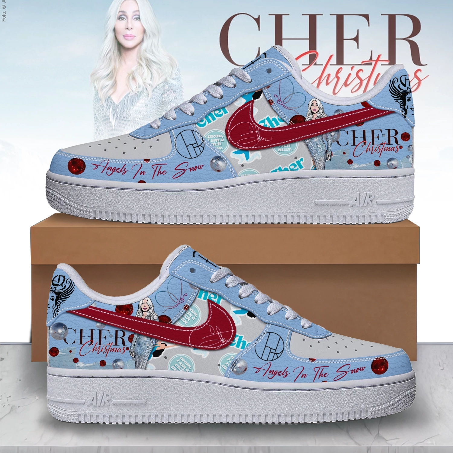 Gleammerch Cher x Christmas Air Low-Top Sneakers Shoes For Men And Women
