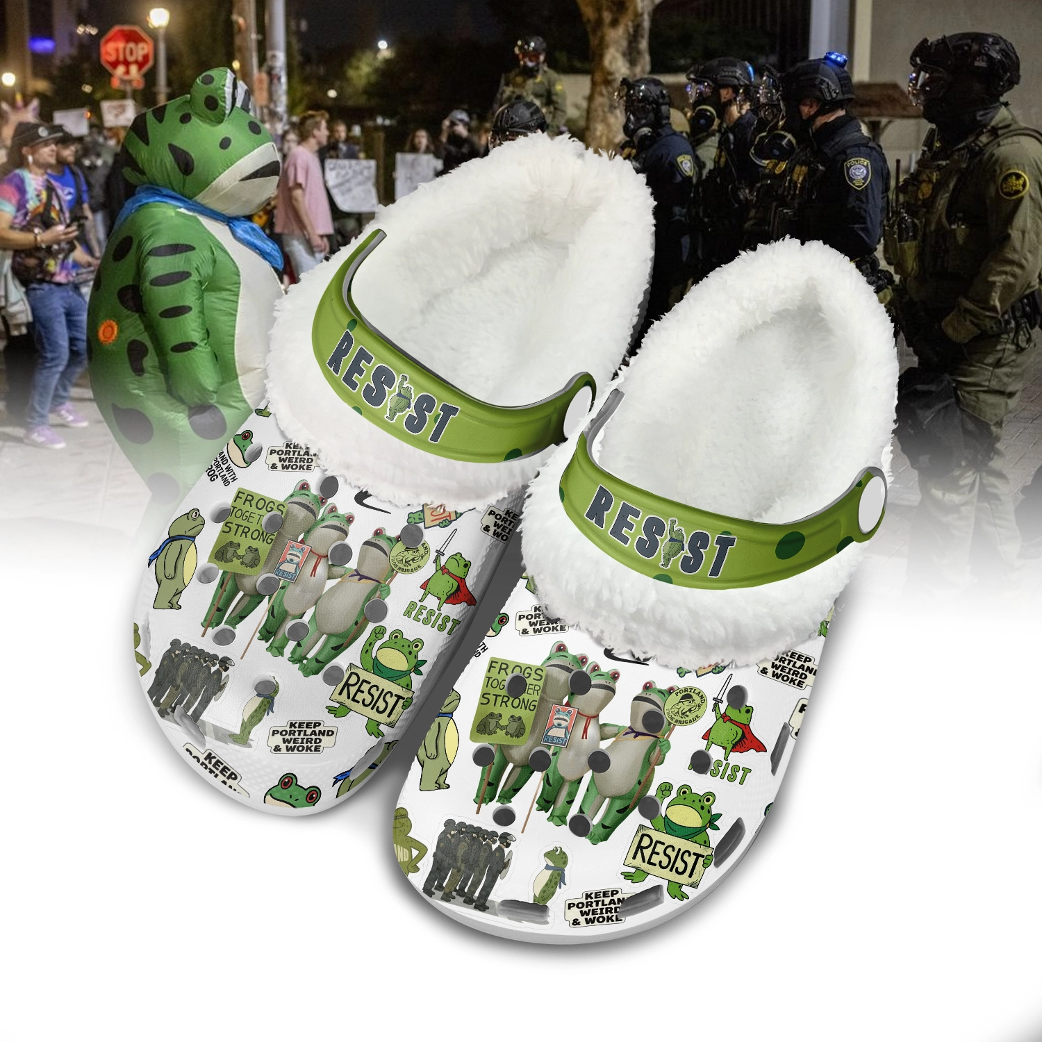 Gleammerch Portland Frog Resist Fleece Crocs Crocband Clogs Shoes Comfortable For Men Women and Kids