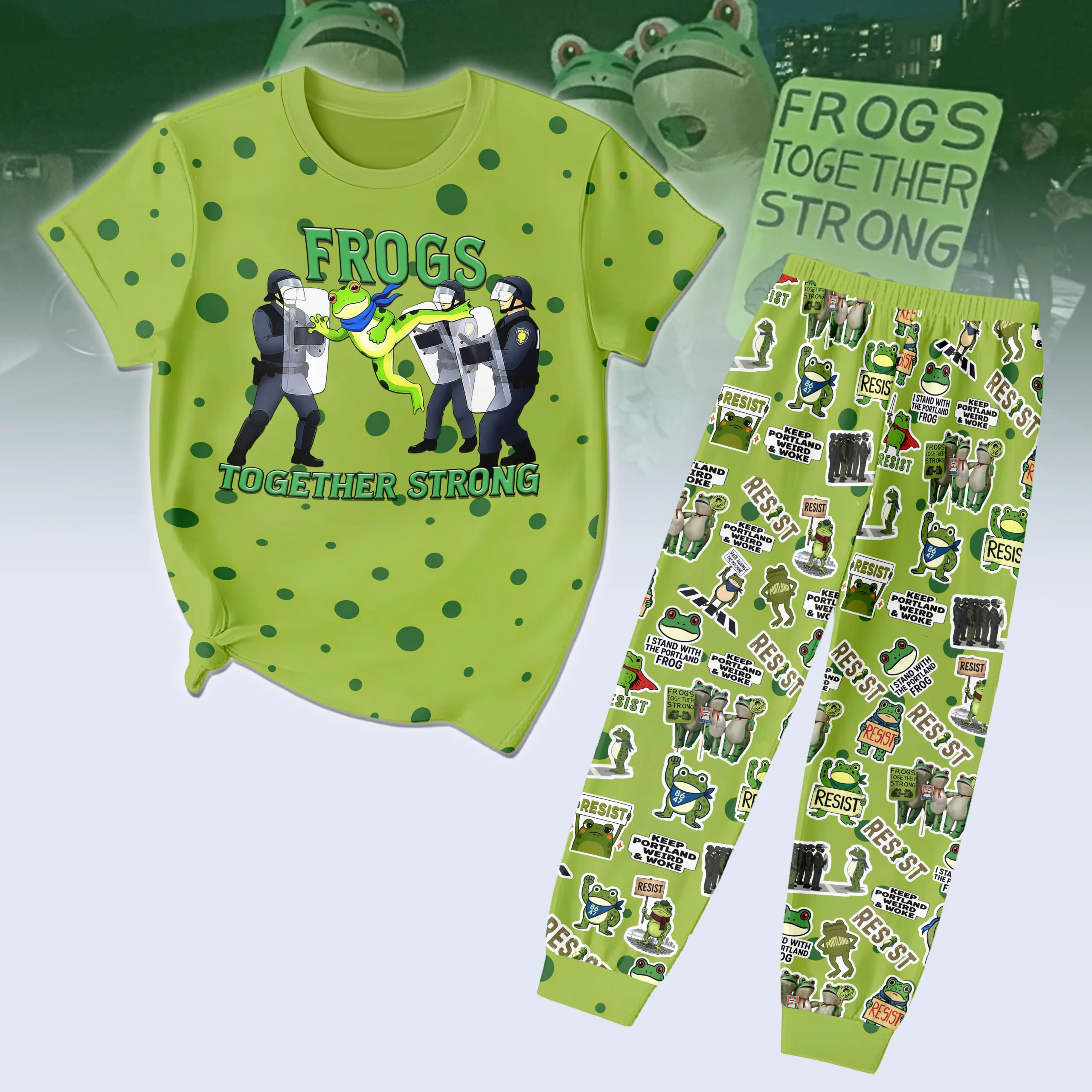 Gleammerch Portland Frog Resist Pajamas Full Set Gifts For Fans