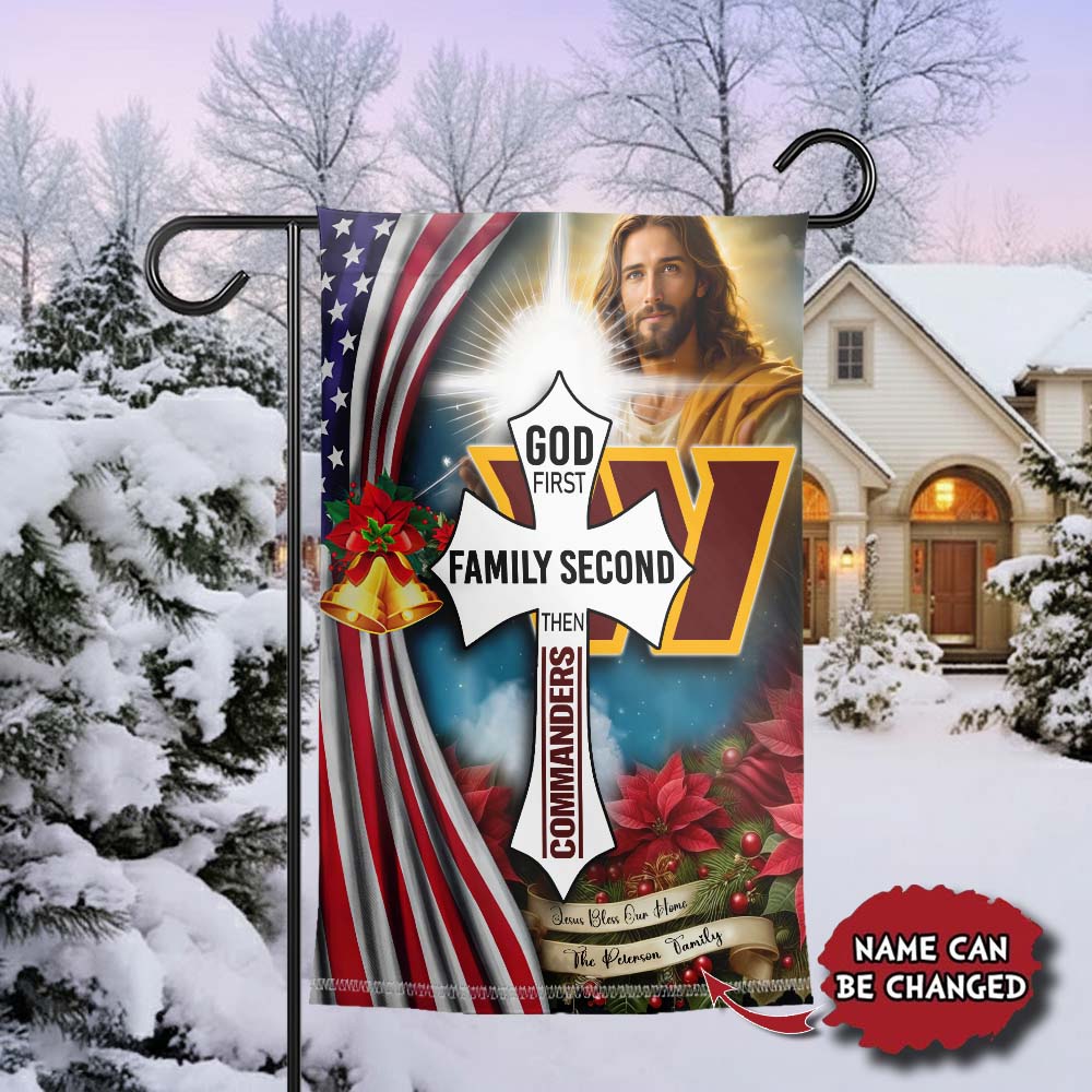 Gleammerch Washington Commanders Jesus Christ Garden Flag Gift For Fan