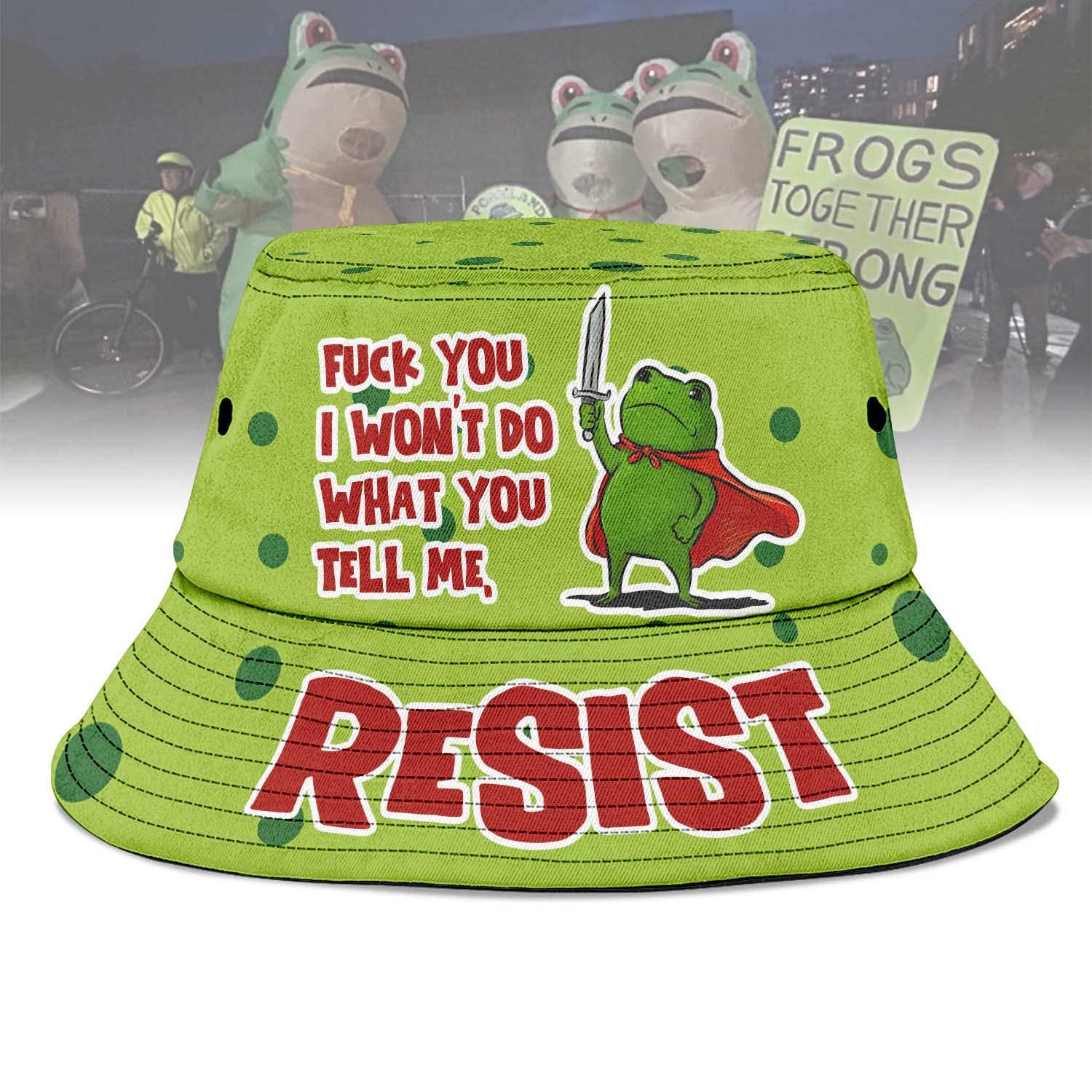 Gleammerch Portland Frog Resist Bucket Hat For Fans
