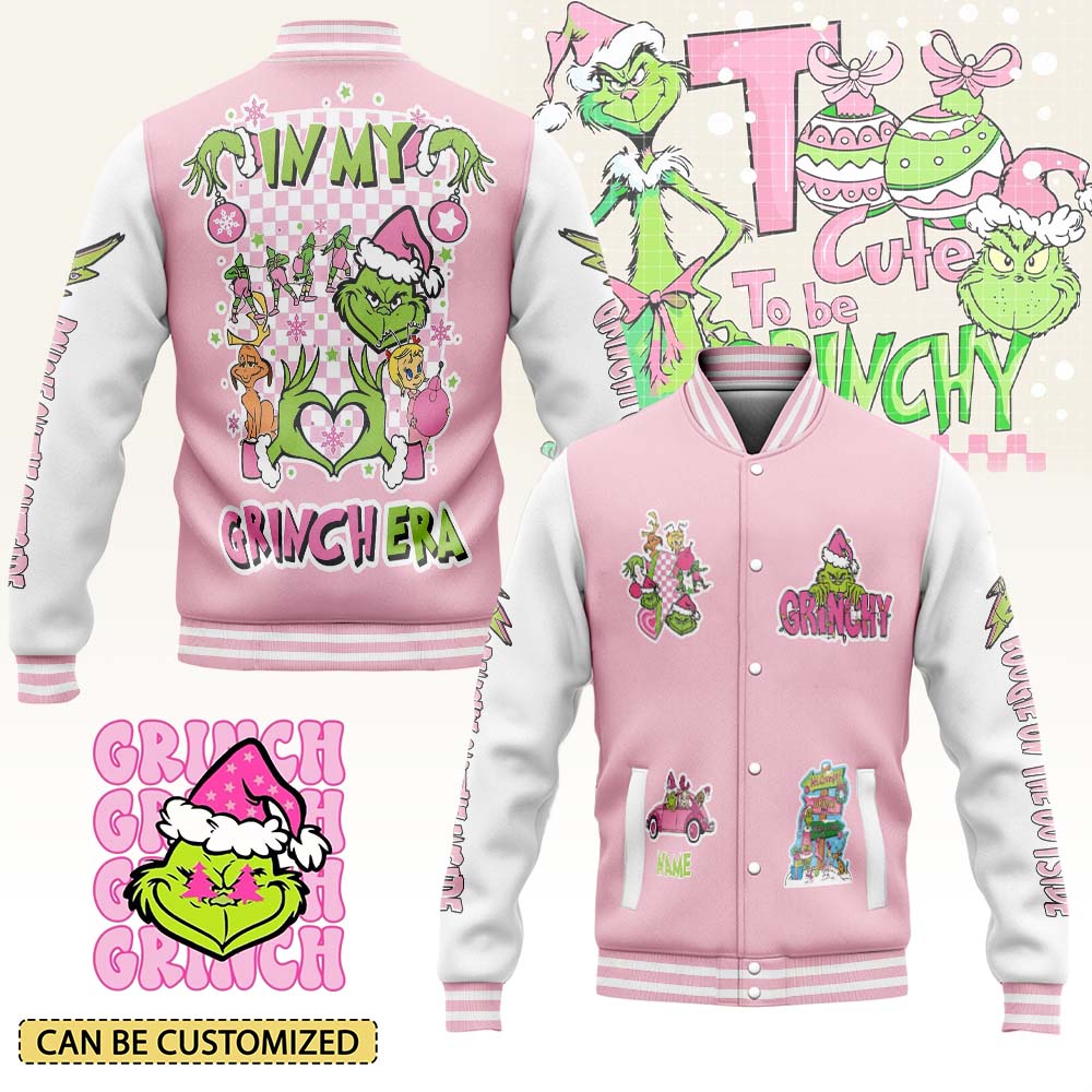 Gleammerch The Grinch x Christmas Baseball Jacket Gift For Fan
