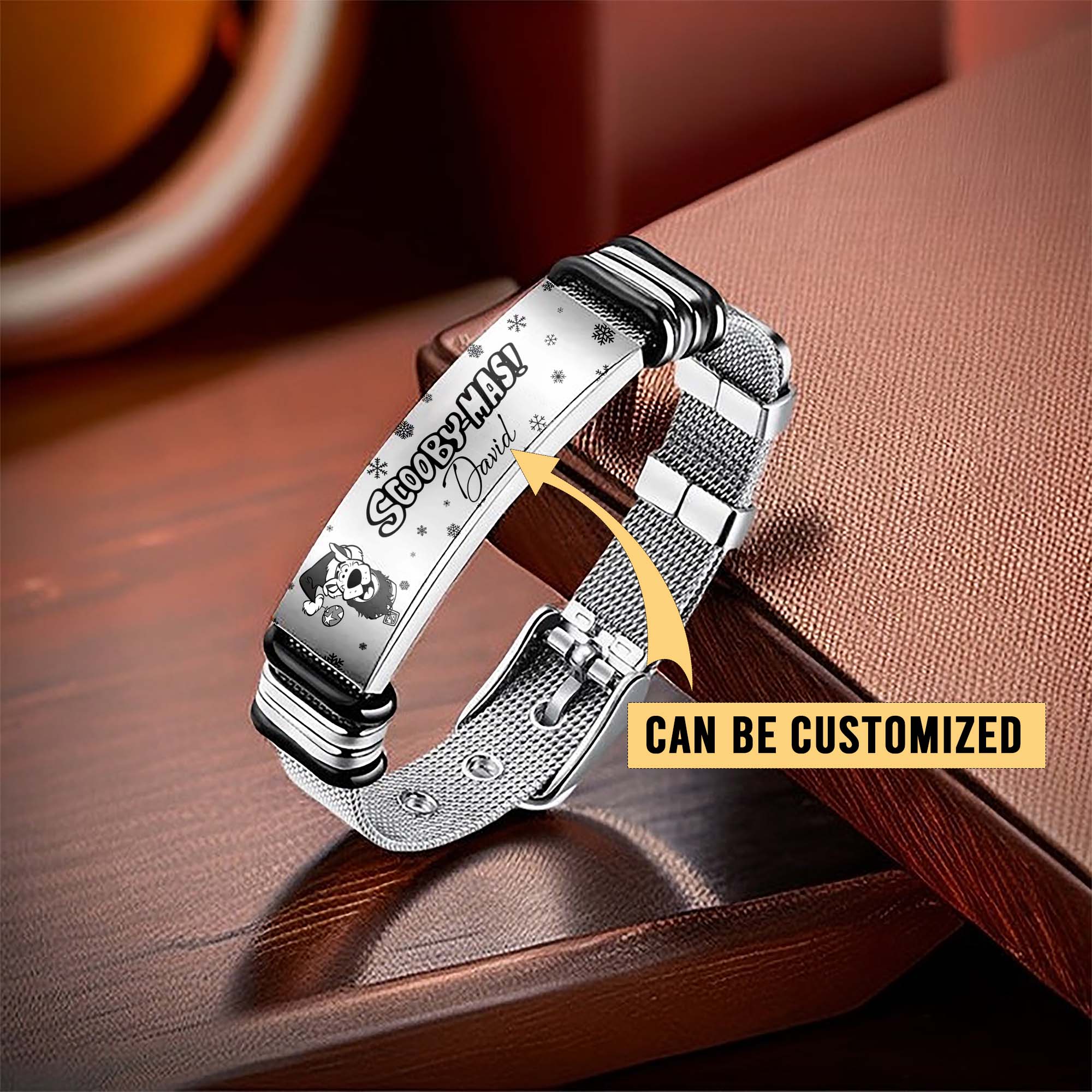 Gleammerch Scooby-Doo x Christmas Personalized Men’s Metal Bracelet Gift For Fans