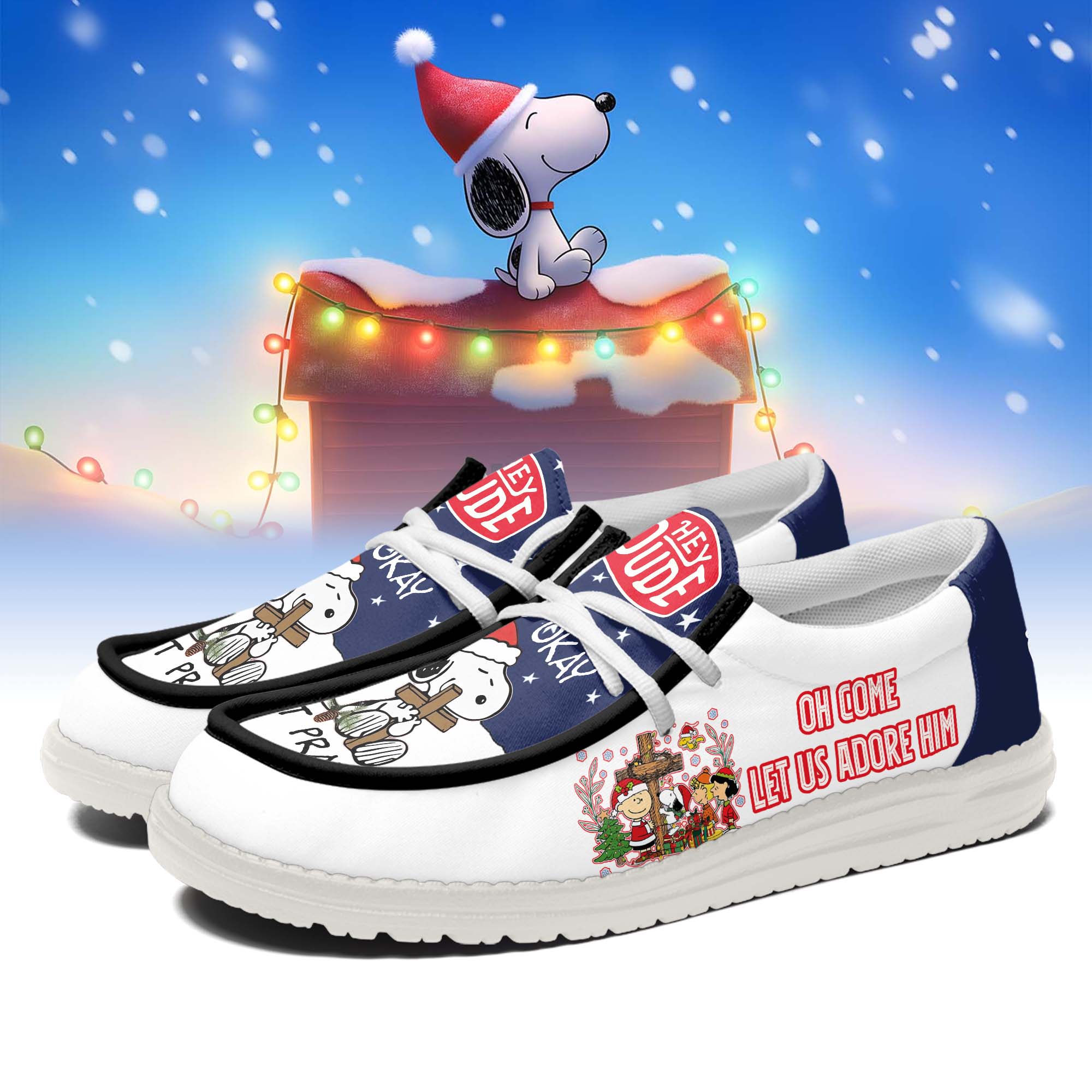 Gleammerch Snoopy x Christmas Hey Dude Shoes For Men And Women