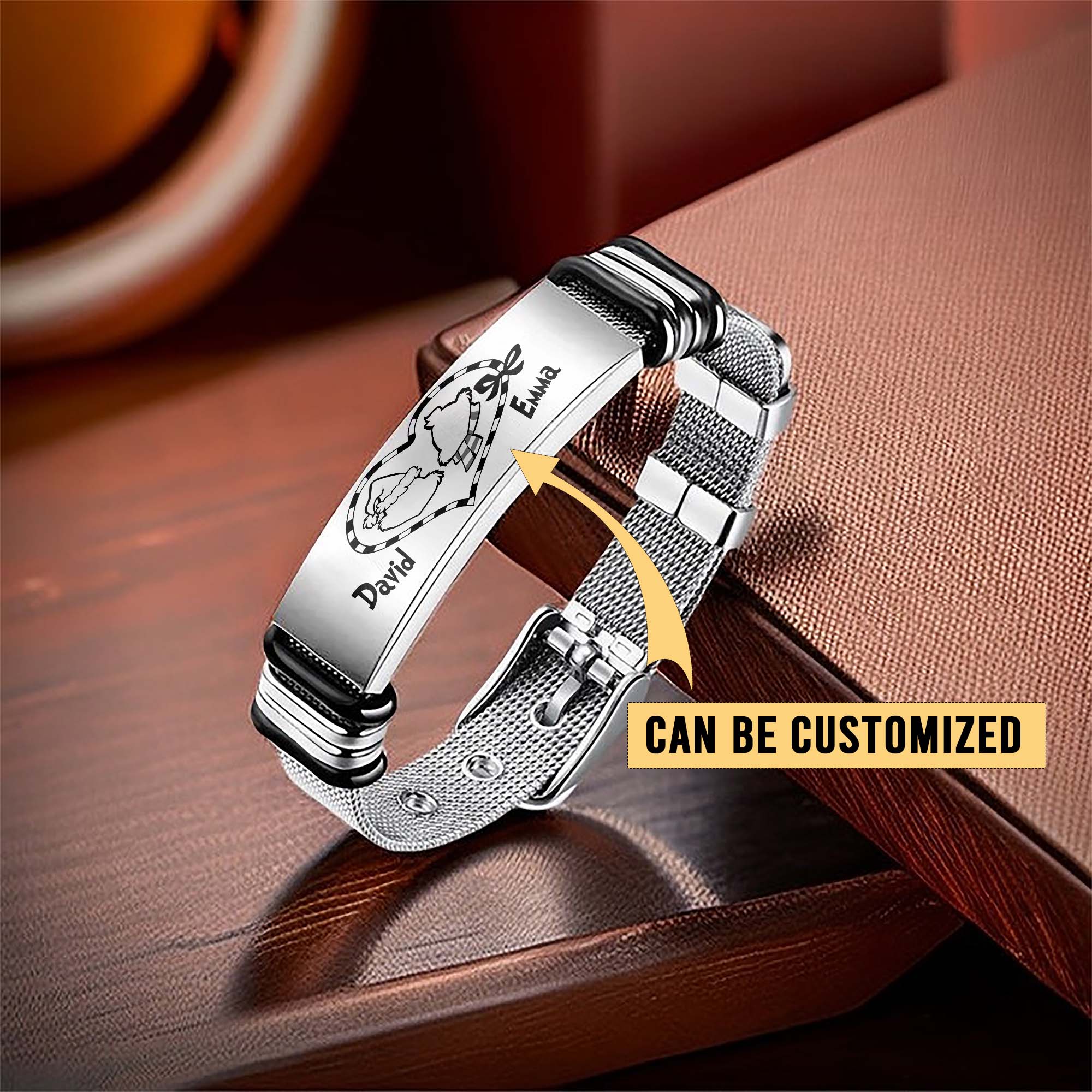 Gleammerch The Grinch Couple Personalized Men’s Metal Bracelet Gift For Fans