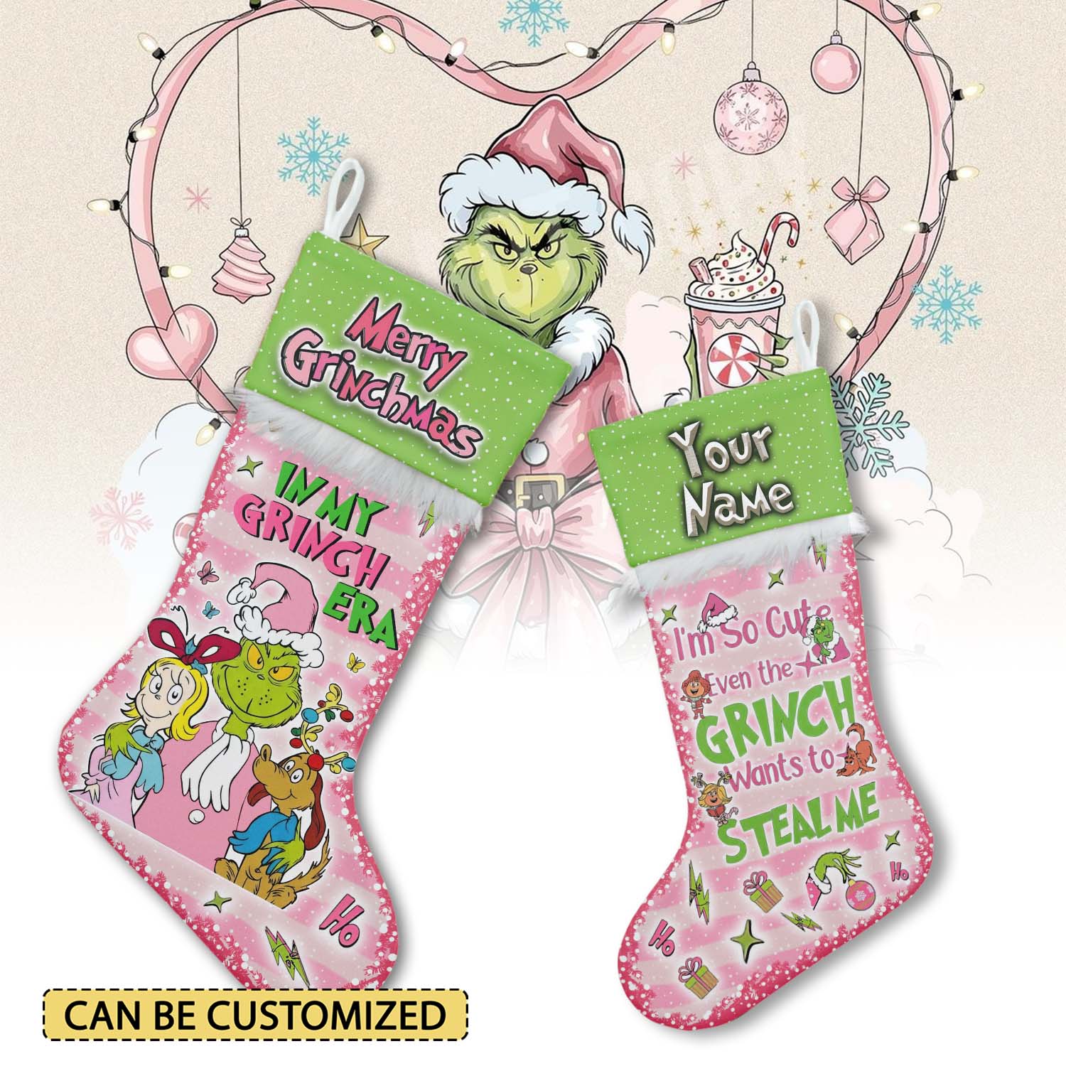 Gleammerch The Grinch x Christmas Personalized Christmas Stocking Gift For Fans