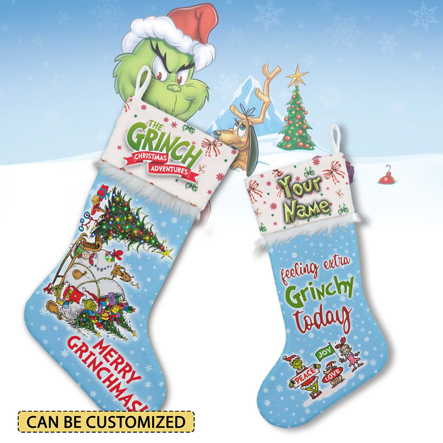 Gleammerch The Grinch x Christmas Personalized Christmas Stocking Gift For Fans