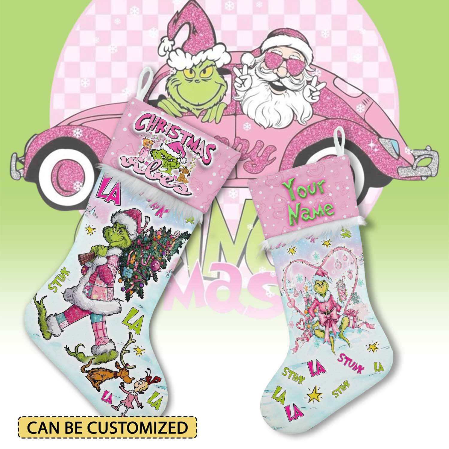 Gleammerch The Grinch x Christmas Personalized Christmas Stocking Gift For Fans