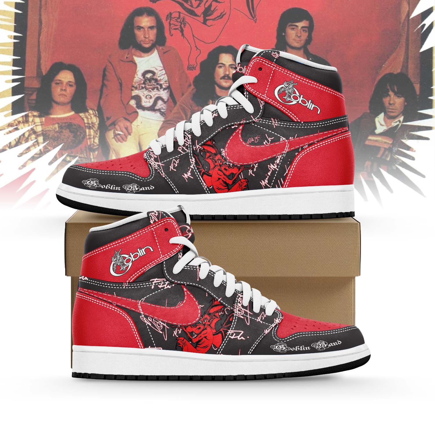 Gleammerch Goblin Band AJ1 High Sneakers Shoes For Men And Women