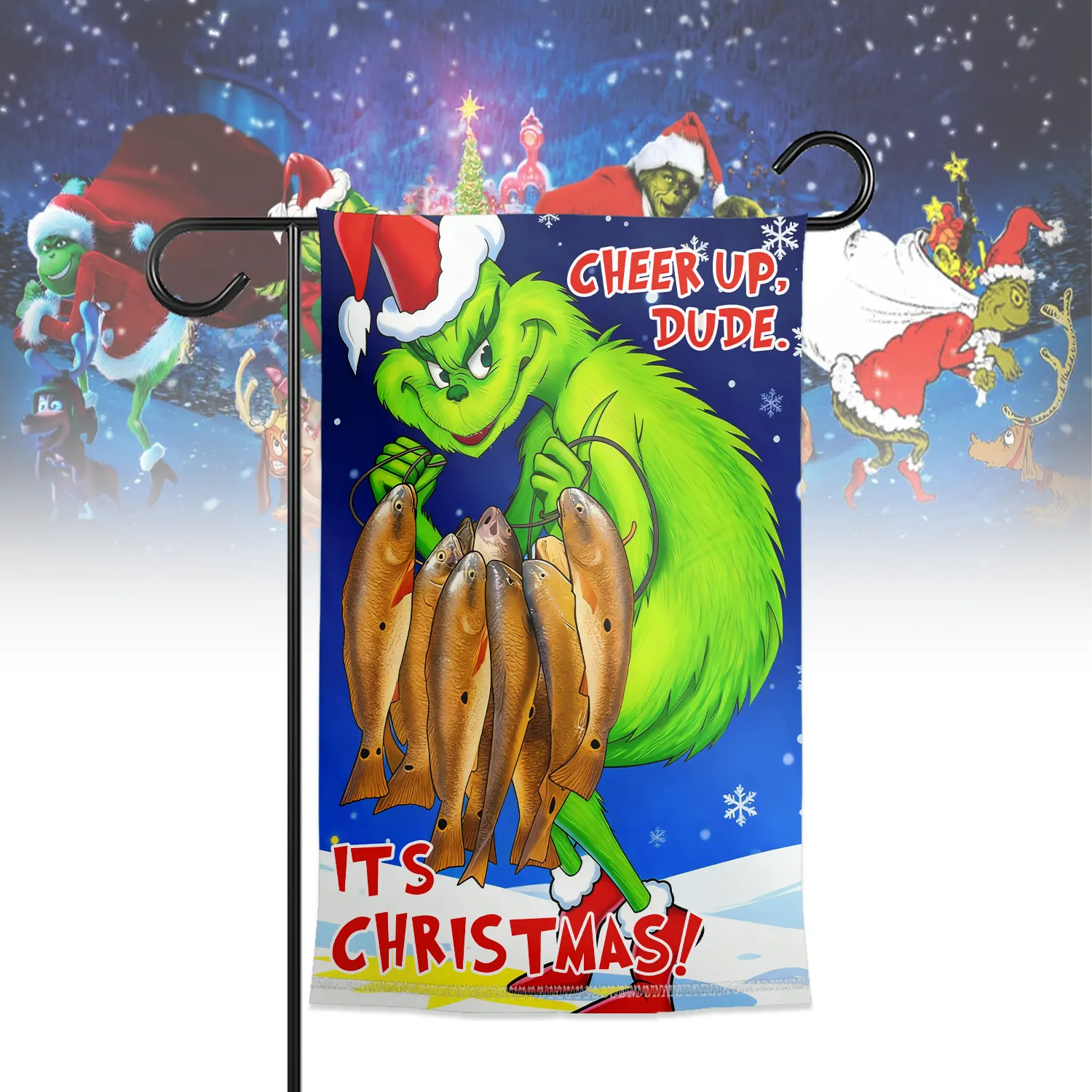 Gleammerch The Grinch Garden Flag Gift For Fan