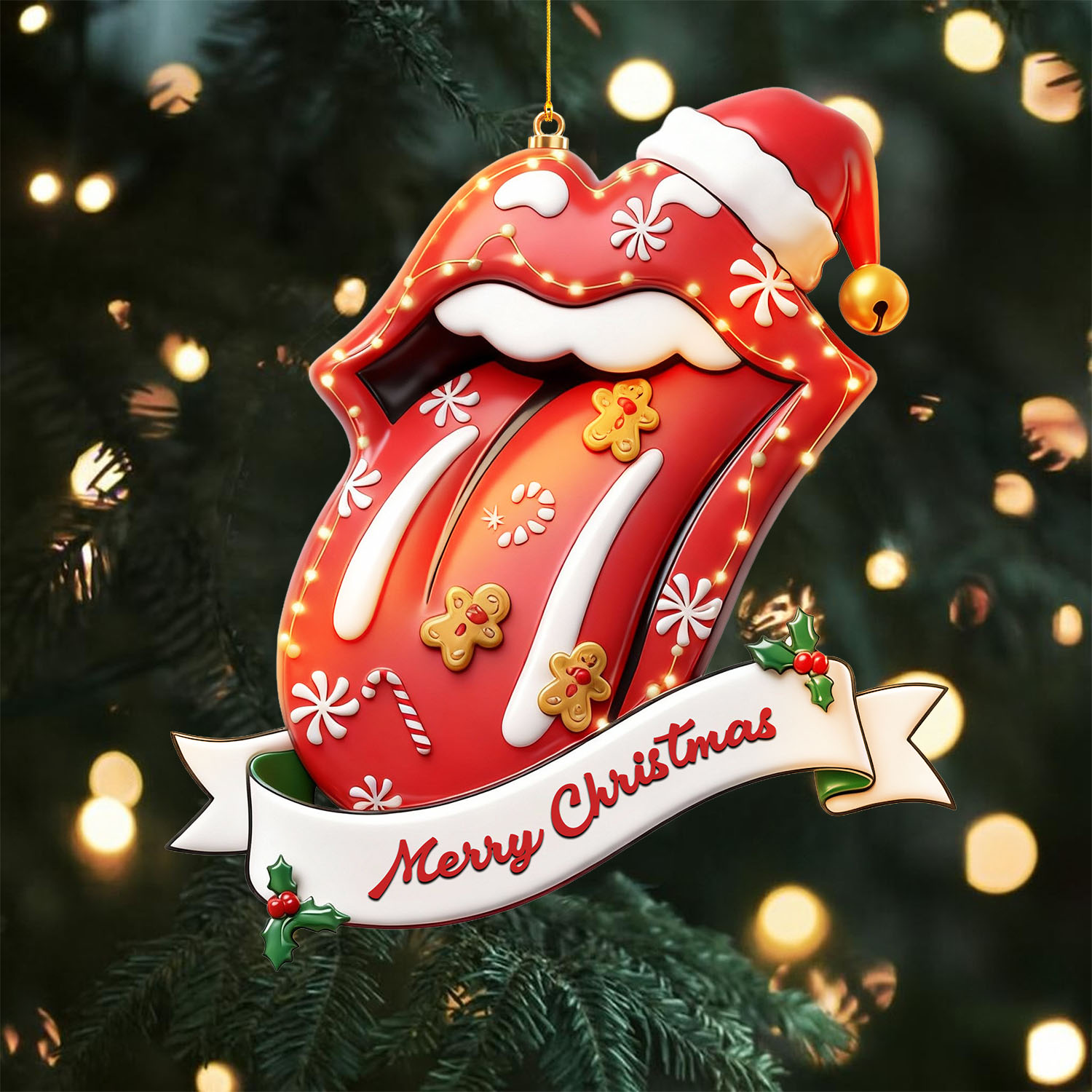 Gleammerch The Rolling Stones x Christmas Acrylic Ornament Gift For Fan - Style 6