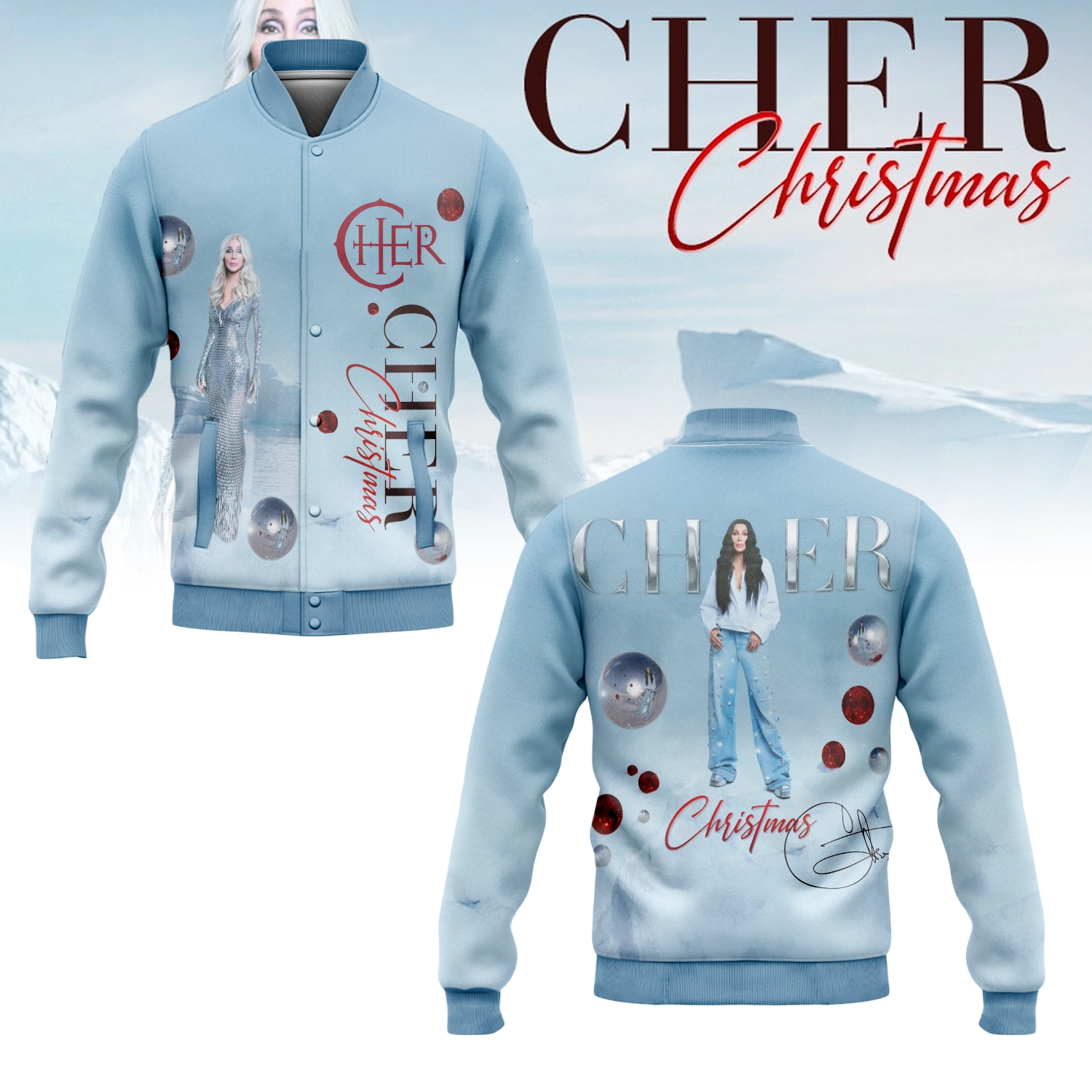 Gleammerch Cher x Christmas Baseball Jacket Gift For Fan
