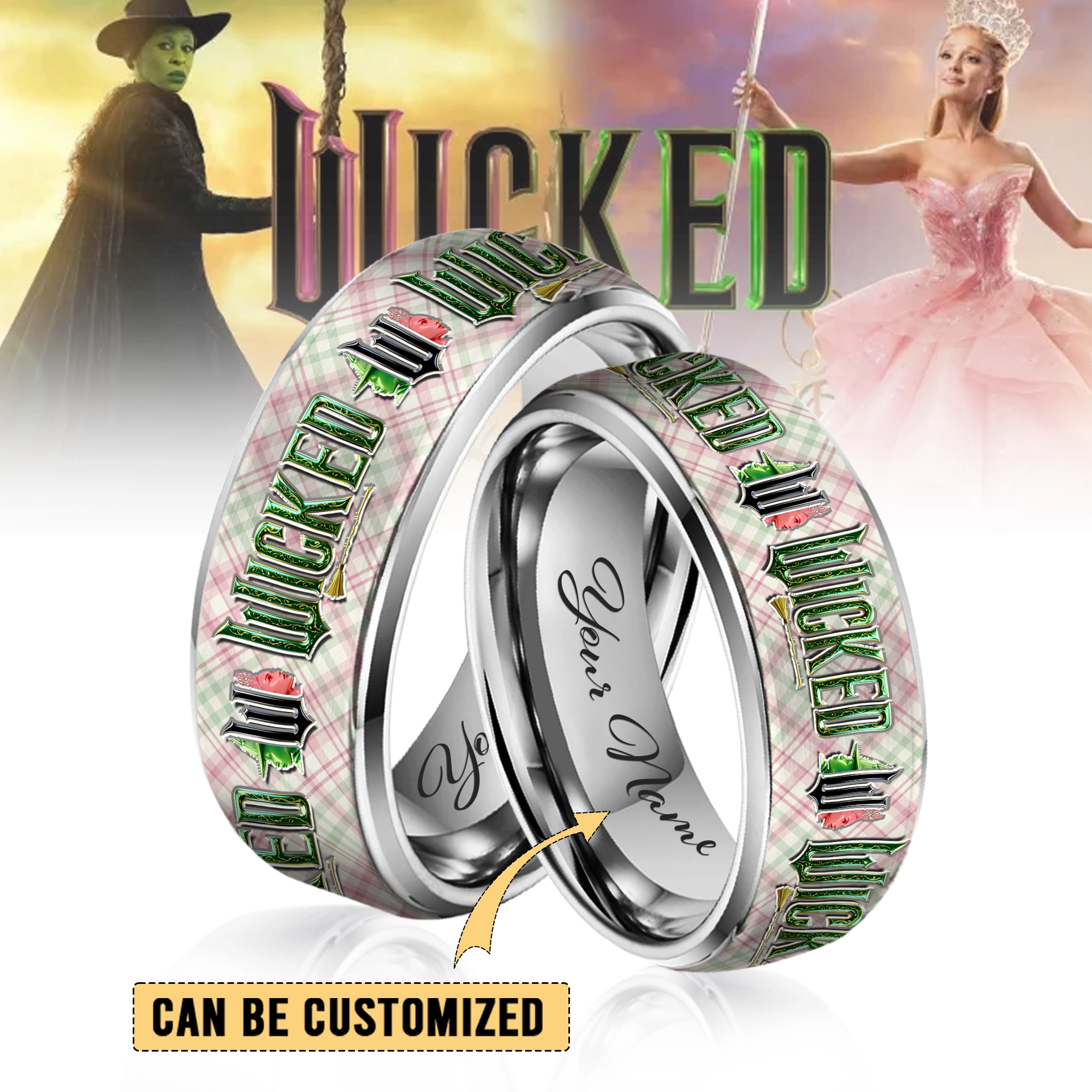 Gleammerch Wicked Silver Tungsten Rings Gift For Fans