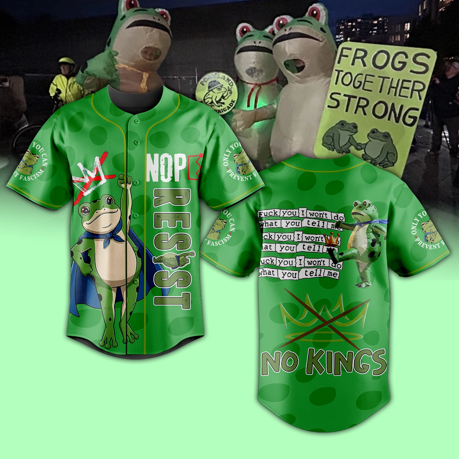 Gleammerch Portland Frog Resist Baseball Jersey For Fans