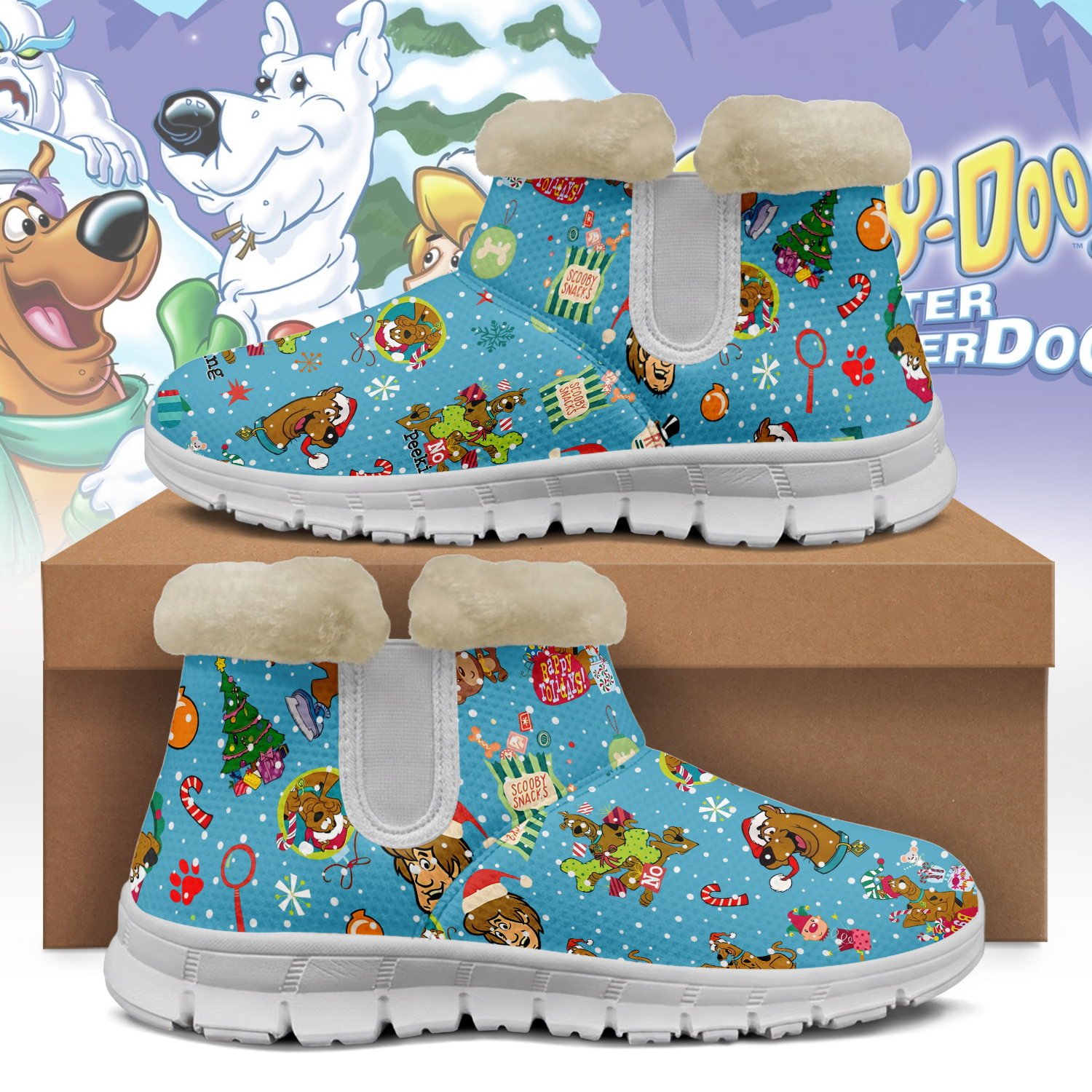 Gleammerch Scooby-Doo x Christmas Snow Boots Shoes For Men And Women