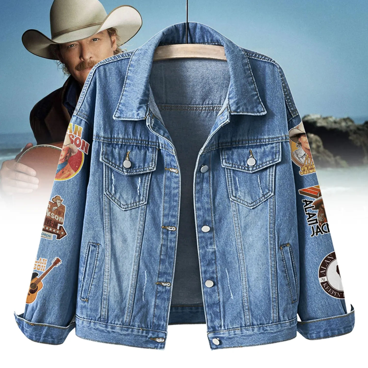 Gleammerch Alan Jackson Denim Jacket Gift For Fans