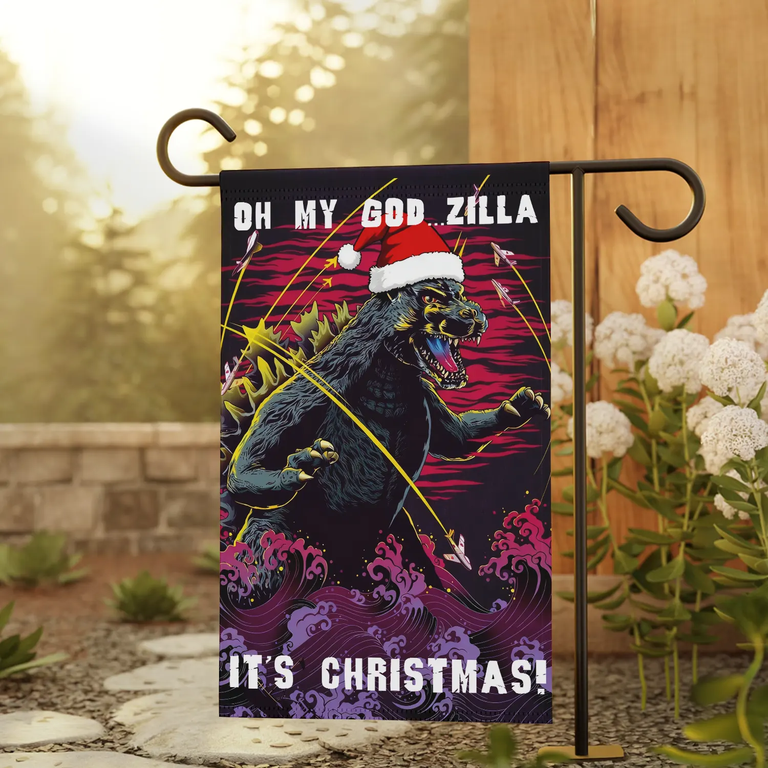 Gleammerch Godzilla x Christmas Garden Flag Gift For Fan
