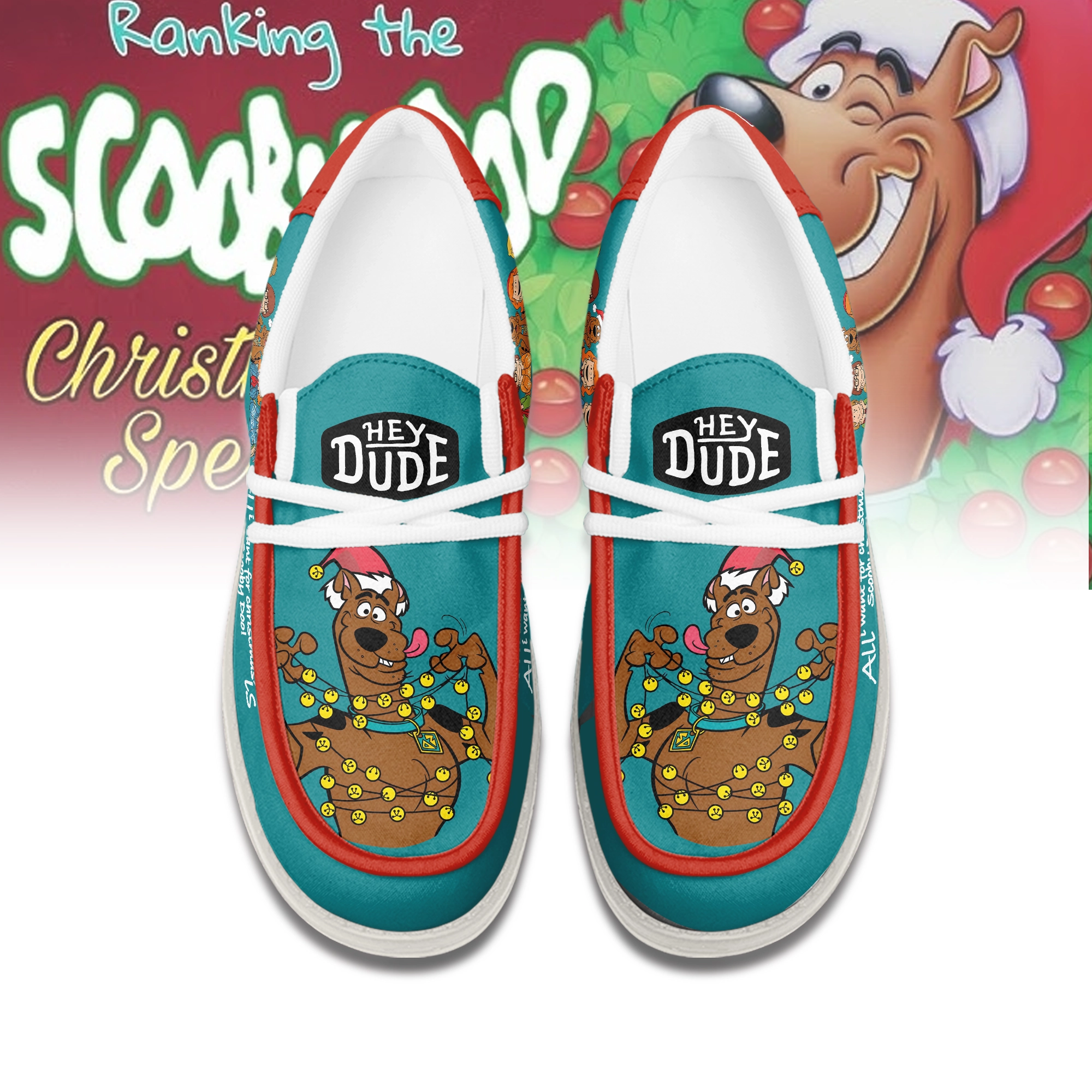 Gleammerch Scooby Doo x Christmas Hey Dude Shoes For Men And Women