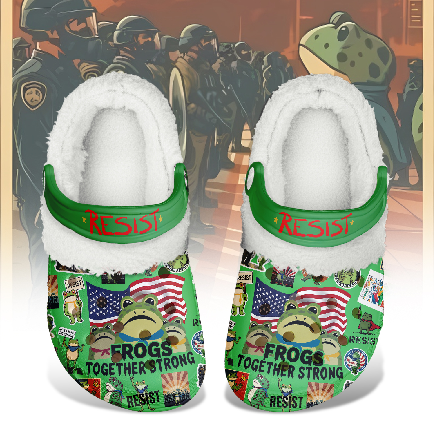 Gleammerch Portland Frog Resist Fleece Crocs Crocband Clogs Shoes Comfortable For Men Women and Kids
