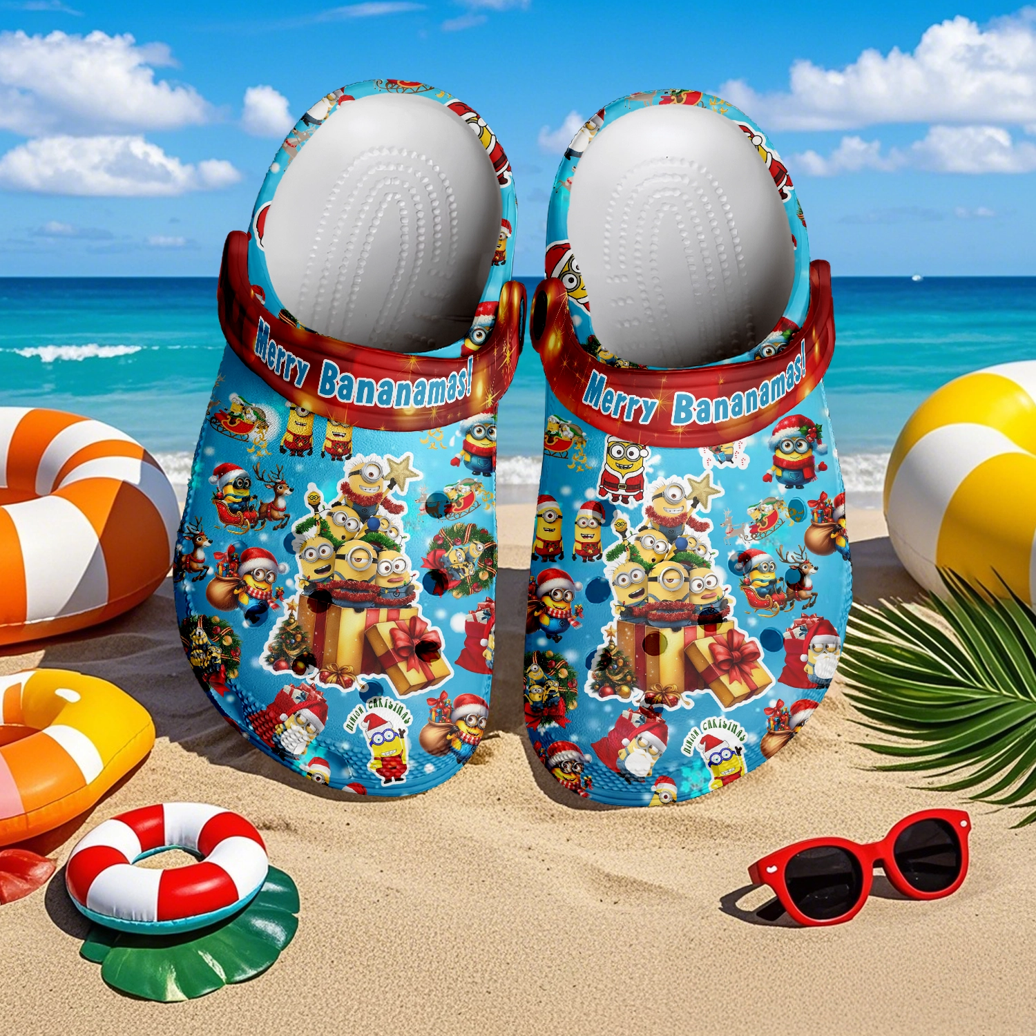 Gleammerch Minions x Christmas Crocs Crocband Clogs Shoes Comfortable For Men Women and Kids