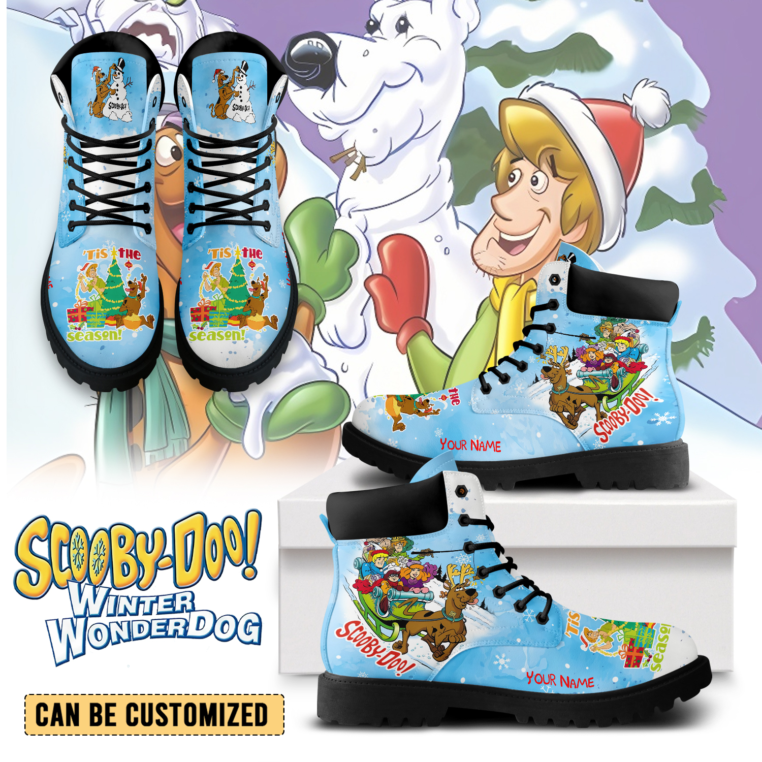 Gleammerch Scooby-doo x Christmas Boots Shoes For Men And Women