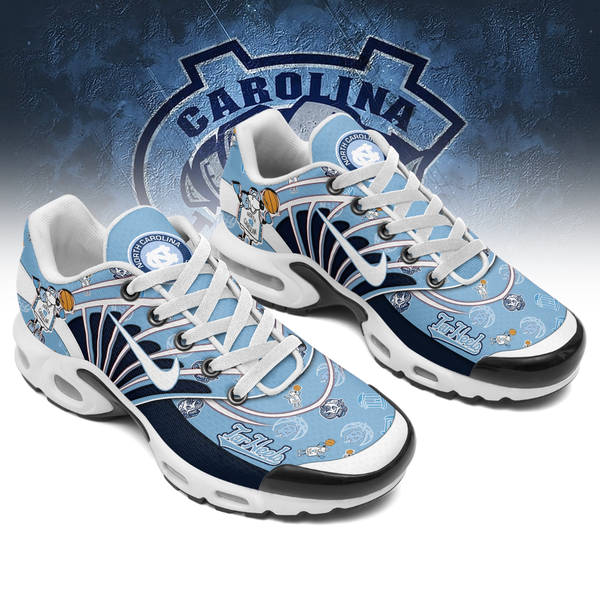 Gleammerch North Carolina Tar Heels TN Shoes Sneakers For Men And Women