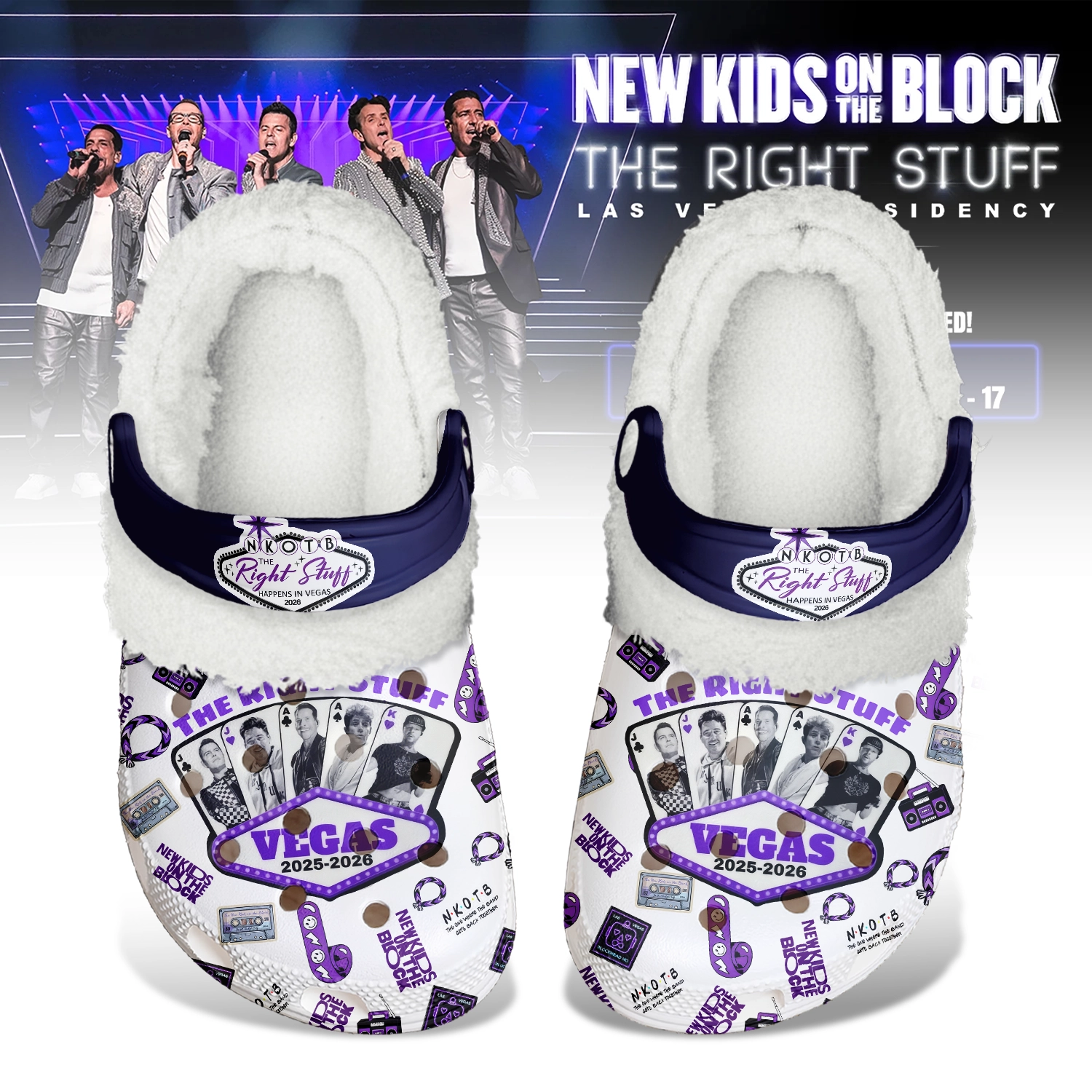 Gleammerch New Kids On The Block Fleece Crocs Crocband Clogs Shoes Comfortable For Men Women and Kids
