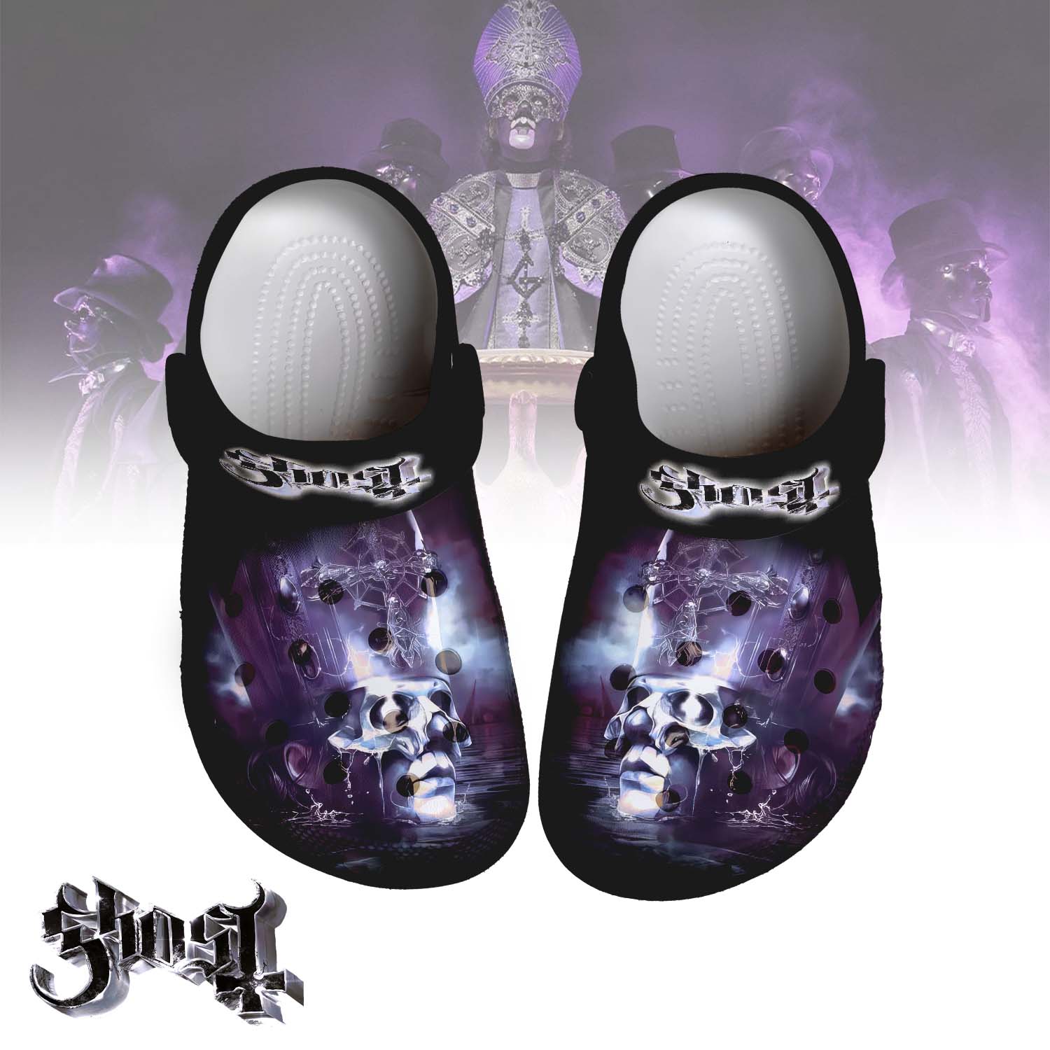 Gleammerch Ghost Band Crocs Crocband Clogs Shoes Comfortable For Men Women and Kids