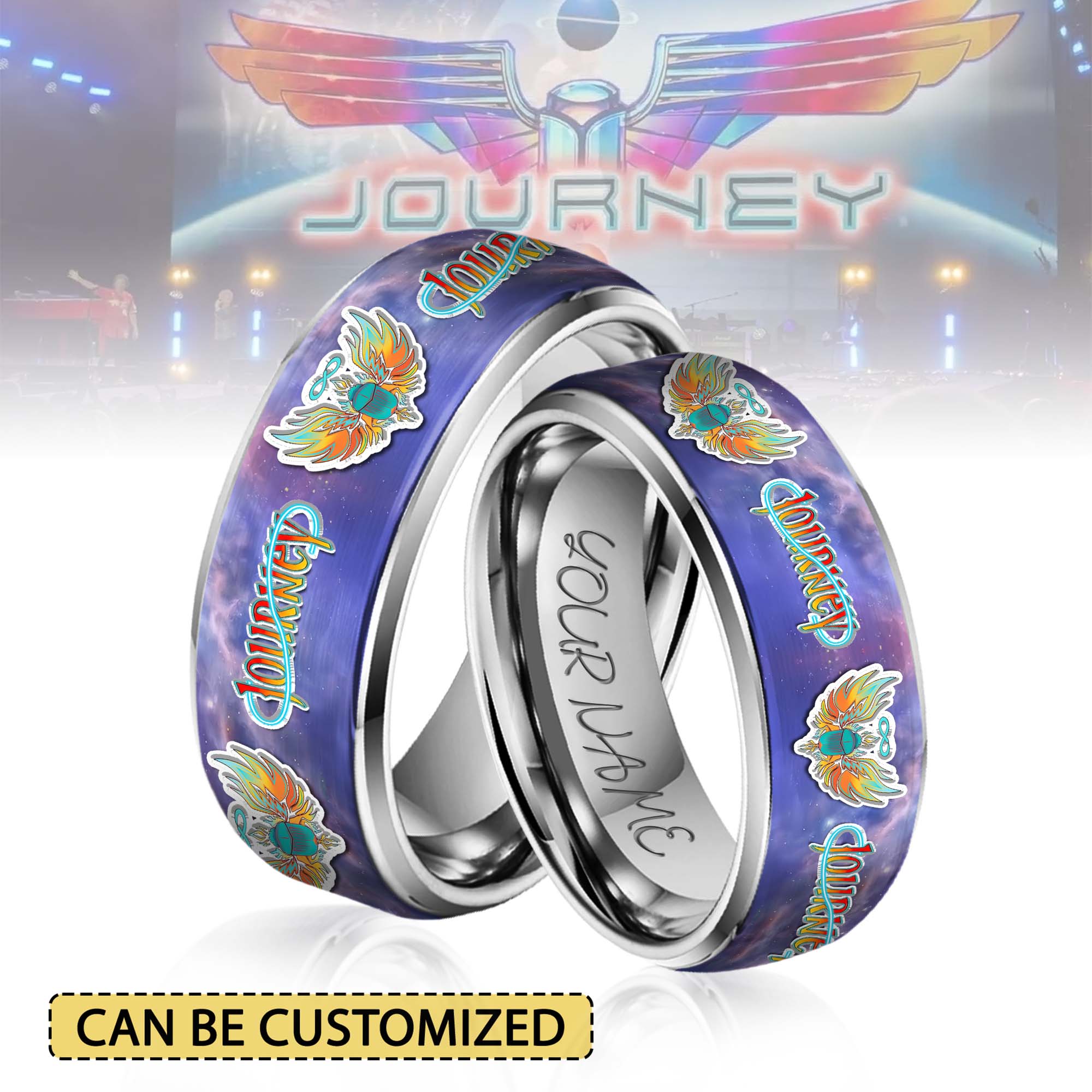 Gleammerch Journey Silver Tungsten Rings Gift For Fans
