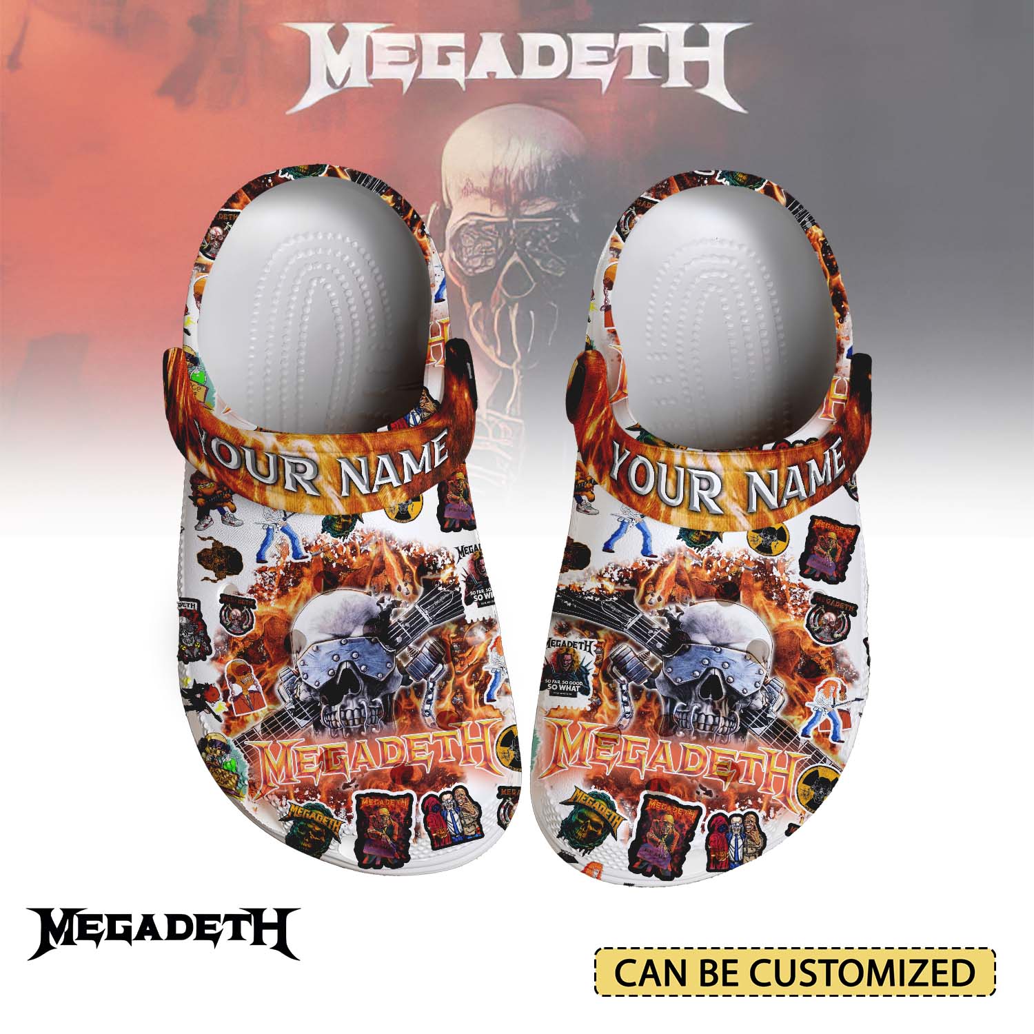 Gleammerch Megadeth Crocs Crocband Clogs Shoes Comfortable For Men Women and Kids