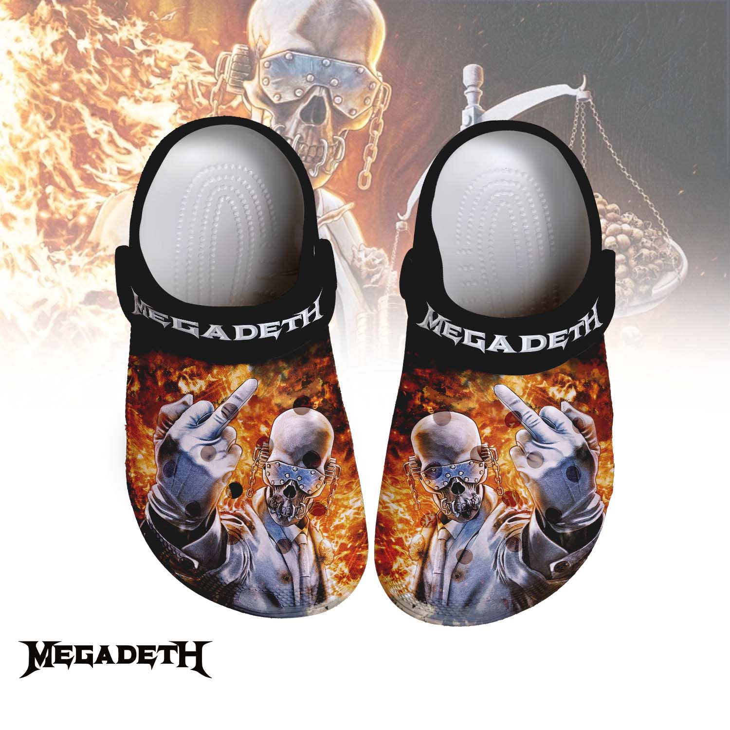 Gleammerch Megadeth Crocs Crocband Clogs Shoes Comfortable For Men Women and Kids