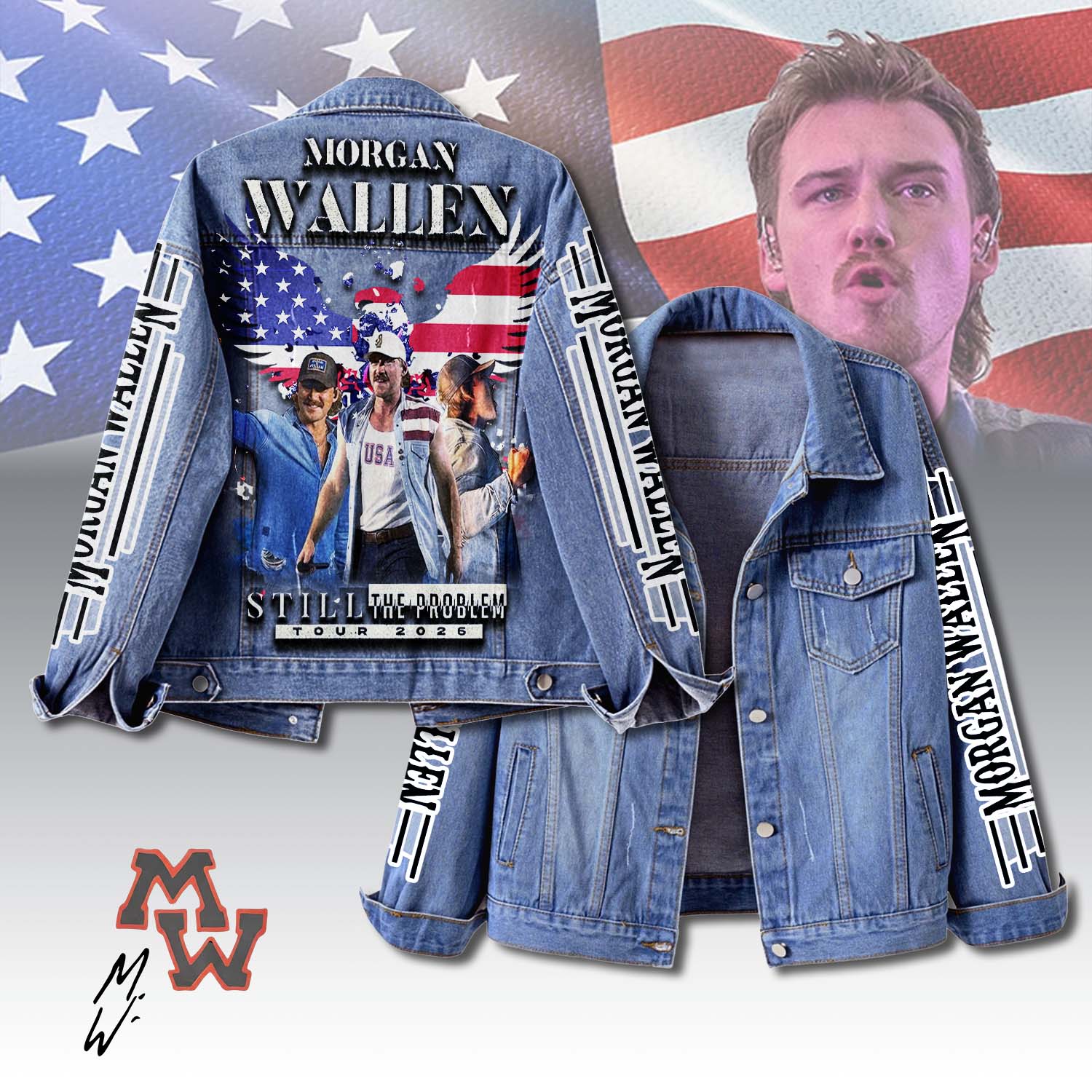 Gleammerch Morgan Wallen Denim Jacket Gift For Fans