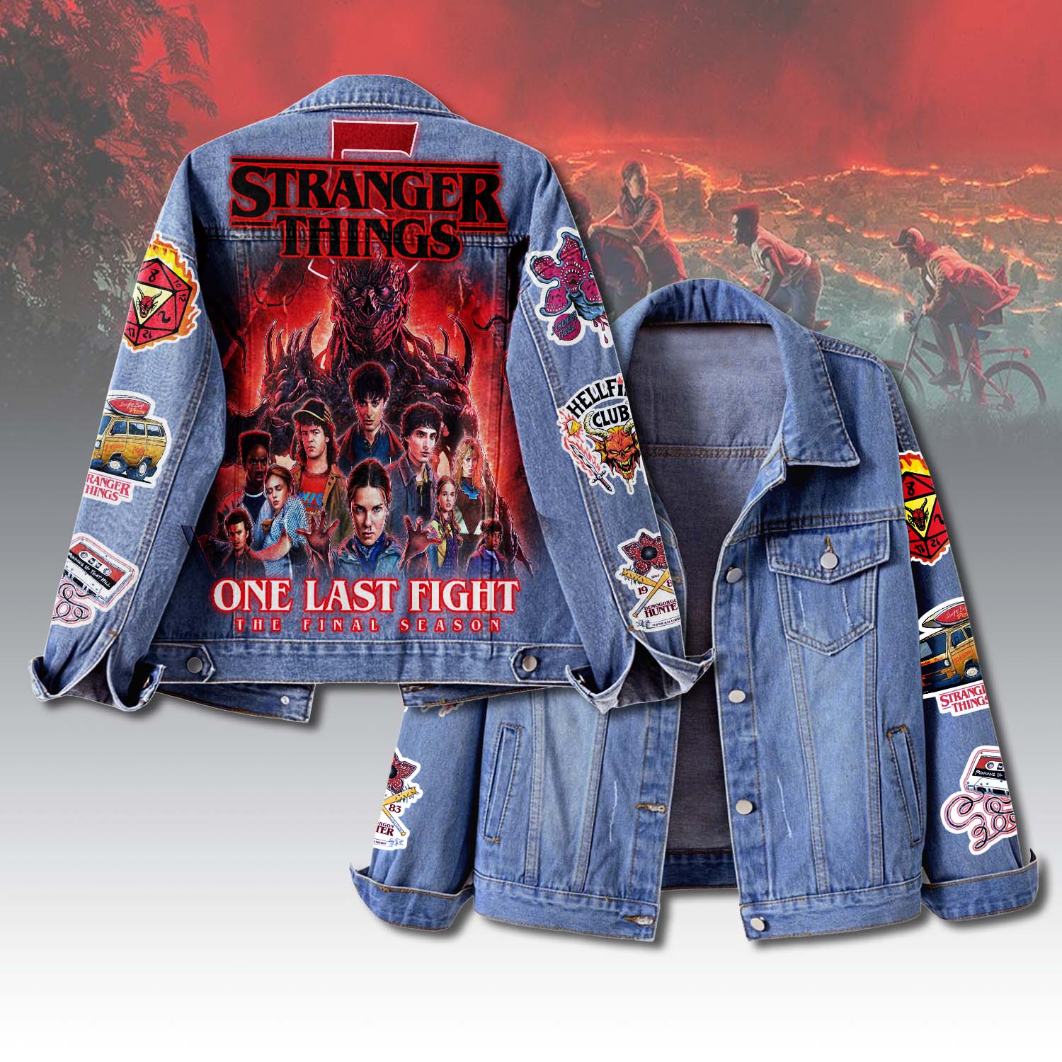 Gleammerch Stranger Things Denim Jacket Gift For Fans