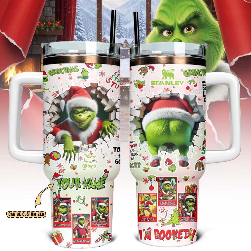 Gleammerch The Grinch x Christmas Stanley Quencher 40oz Stainless Steel Tumbler With Handle
