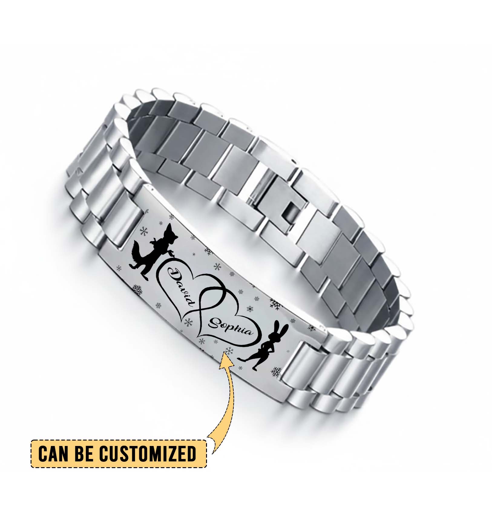 Gleammerch Zootopia x Christmas Personalized Men’s Silver Bracelet Gift For Fans