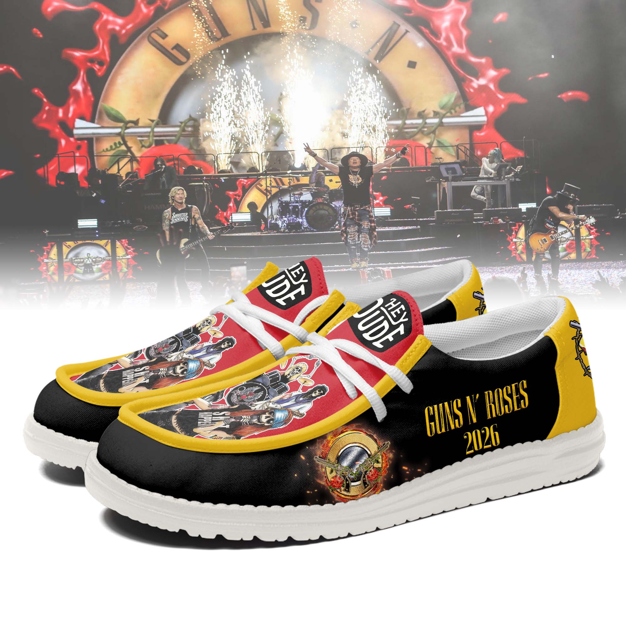 Gleammerch Guns N' Roses Hey Dude Shoes For Men And Women