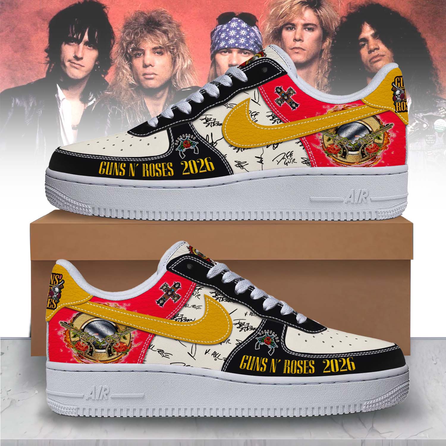 Gleammerch Guns N' Roses Air Low-Top Sneakers Shoes For Men And Women